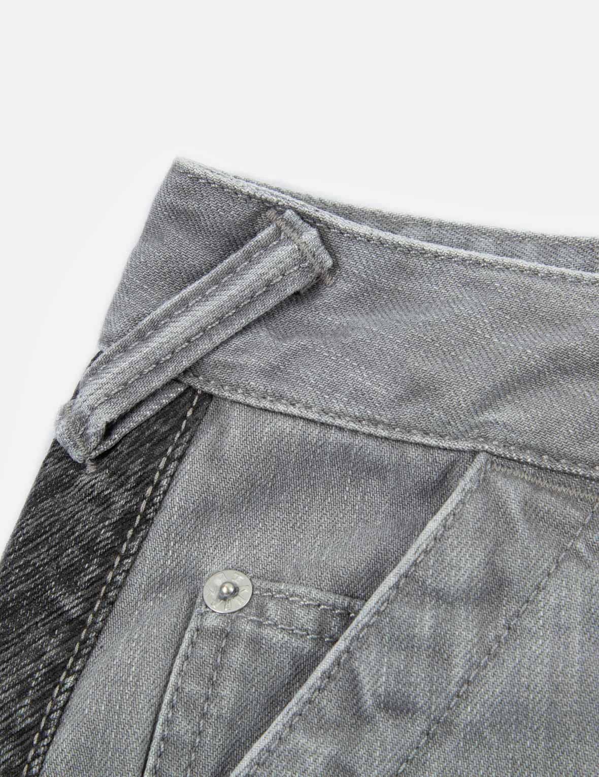 Brushstroke Effect Washed Denim Shorts - 9
