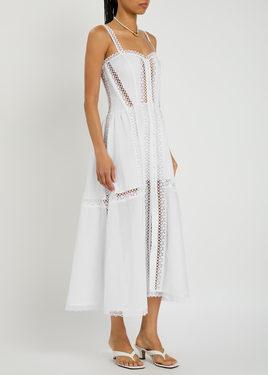 Charo Ruiz Ibiza Dafelle Lace-embellished Cotton-blend Midi Dress - 2