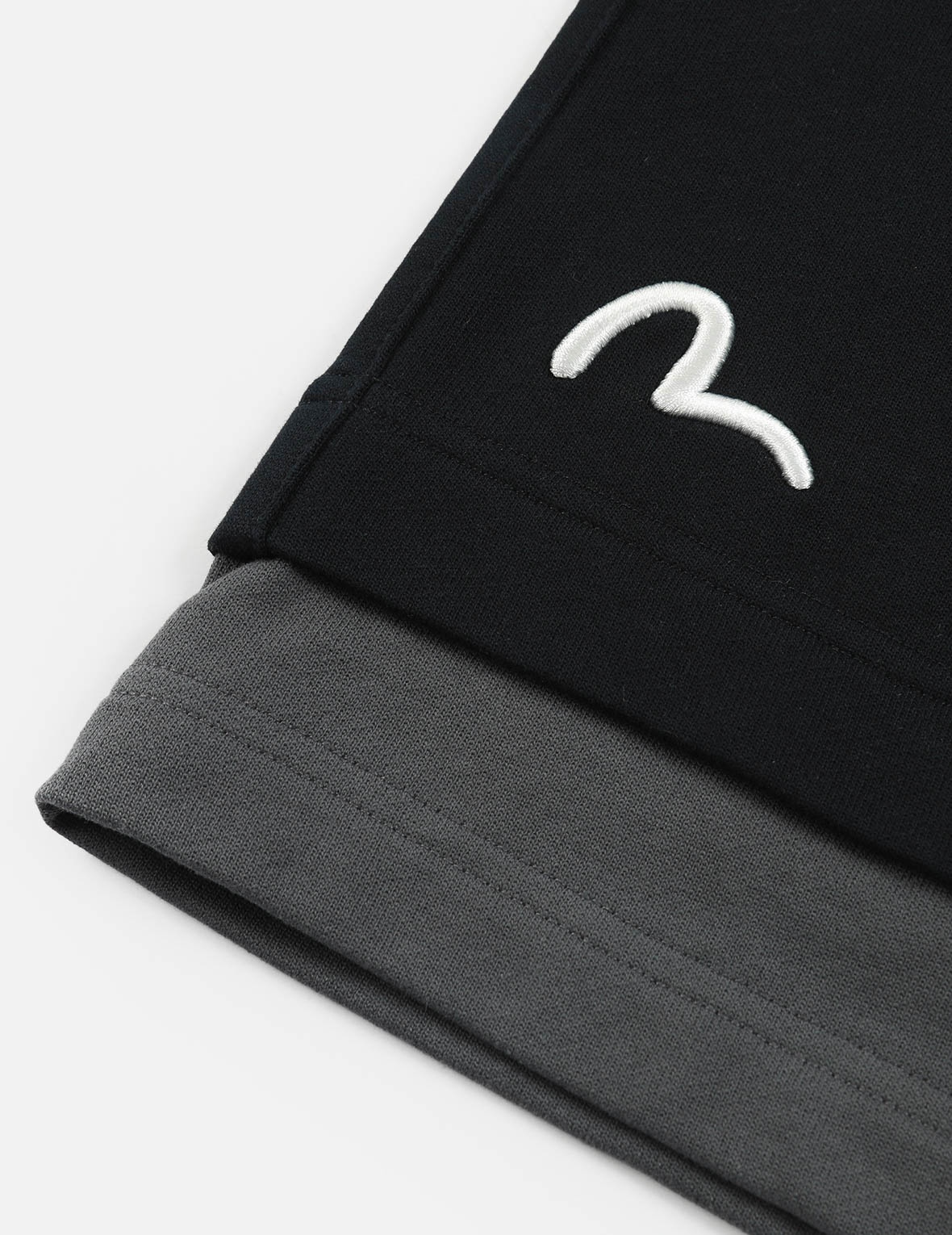 LOGO PRINT AND SEAGULL EMBROIDERY PATCHWORK SWEAT SHORTS - 10