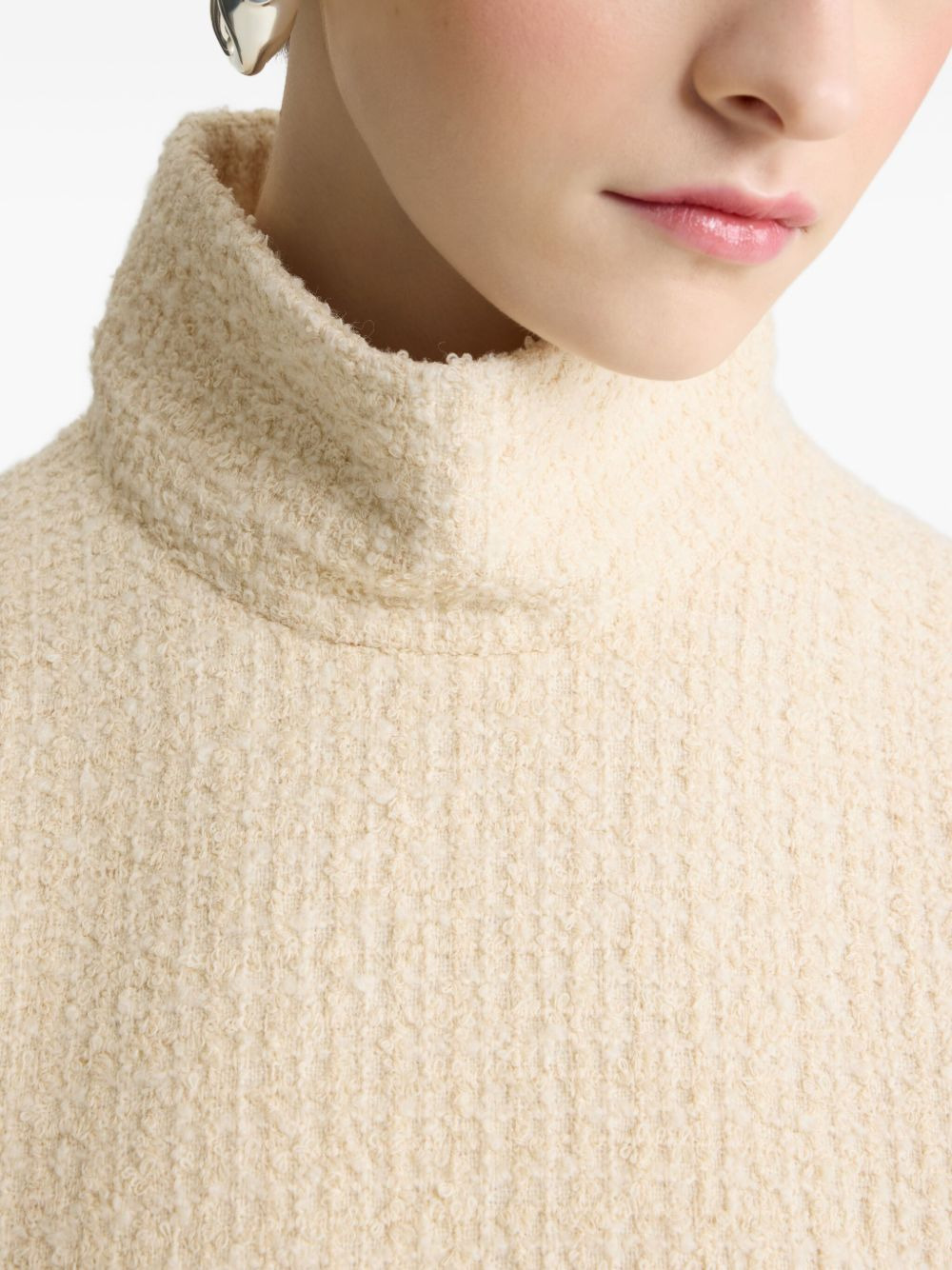 high-neck tweed mini dress - 4