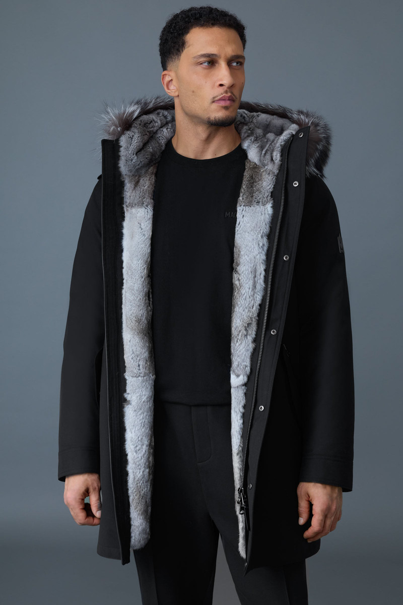 MORITZ rabbit fur-lined twill parka with removable silver fox fur trim 5