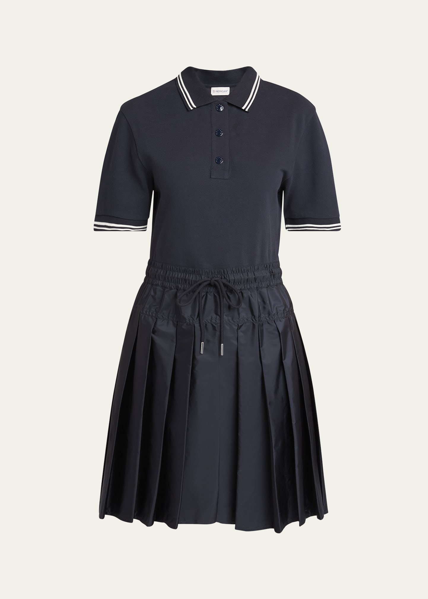 Short-Sleeve Mixed-Media Polo Dress - 1