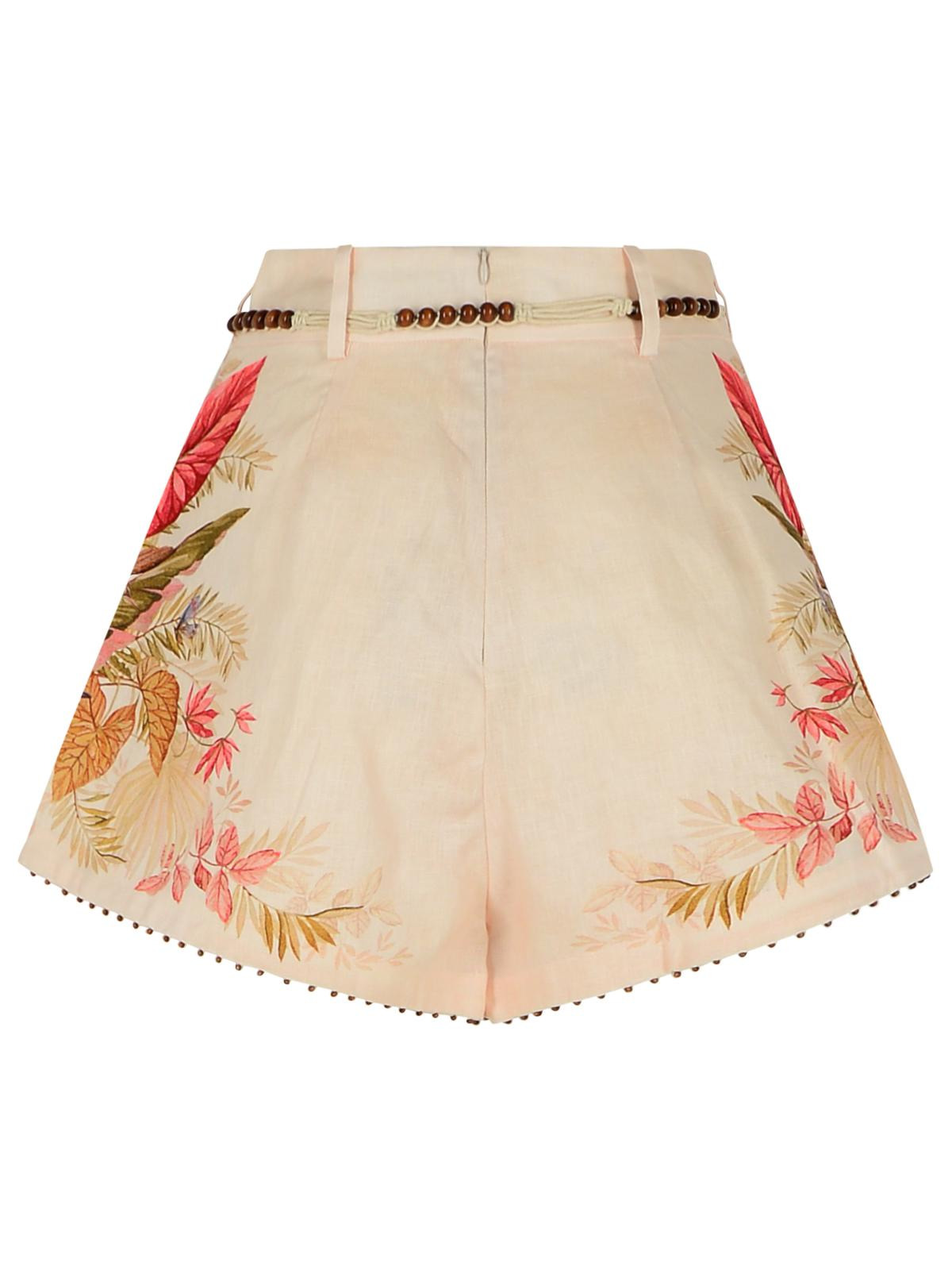 Zimmermann 'Tuck' Linen Pleated Shorts In 'Cream Palm Floral' Color Women - 3