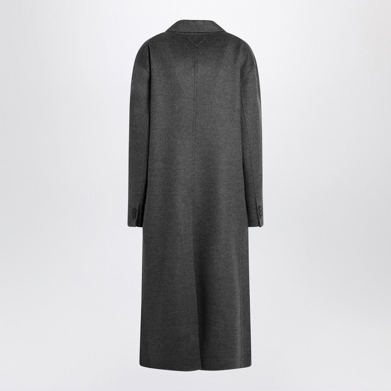 Prada Grey Double-Breasted Wool And Cashmere Coat Women - 2