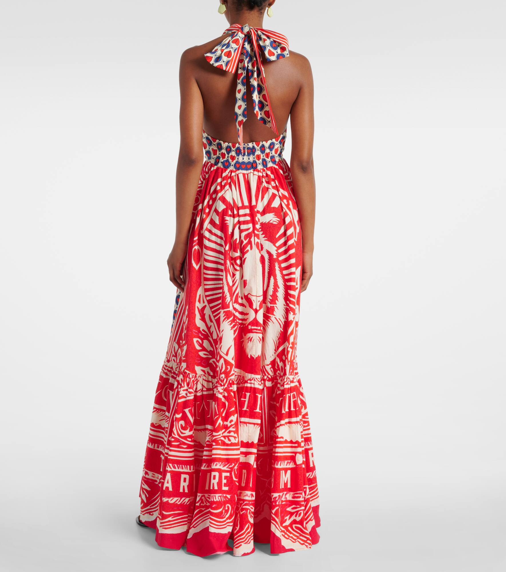 Halterneck cotton poplin maxi dress - 3