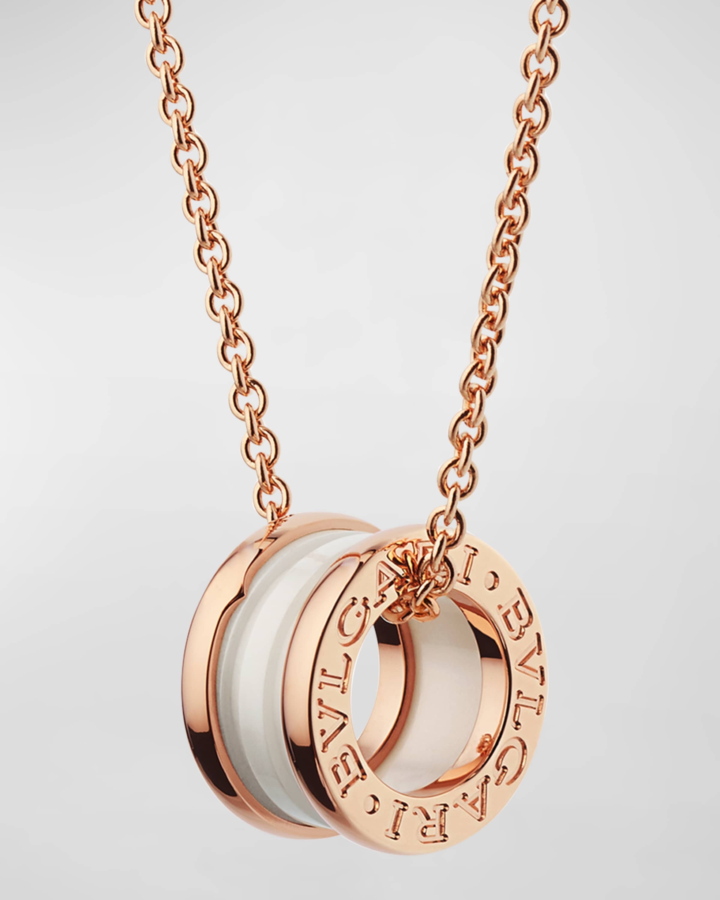 B.Zero1 Pendant Necklace in Pink Gold and White Ceramic - 2