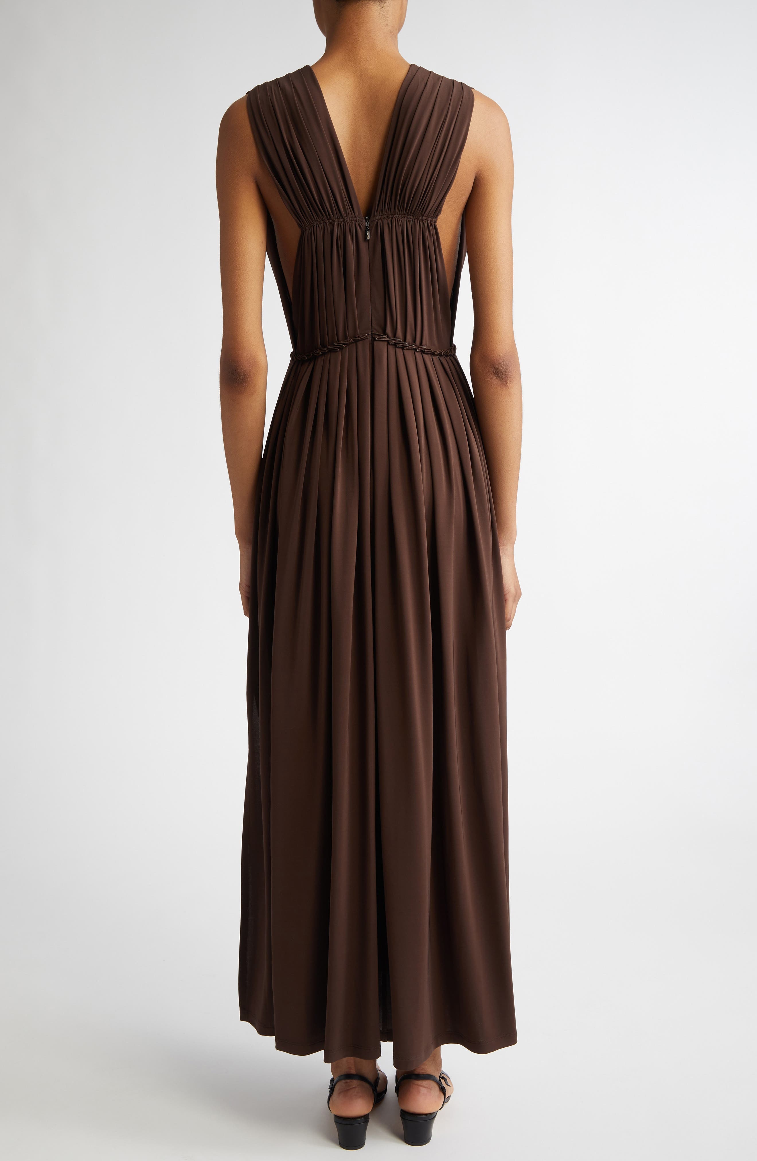 Max Mara Walter Pleated Jersey Dress in Coffee at Nordstrom - 2