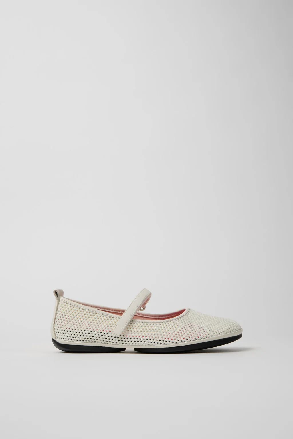 White Tencel Mesh and Leather Ballerinas for Women. - 1