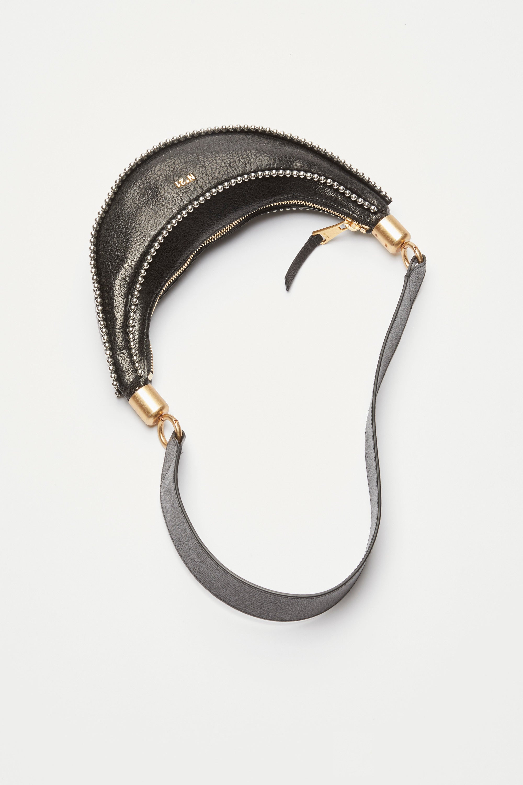 STUDDED LEATHER BANANA BAG - 3
