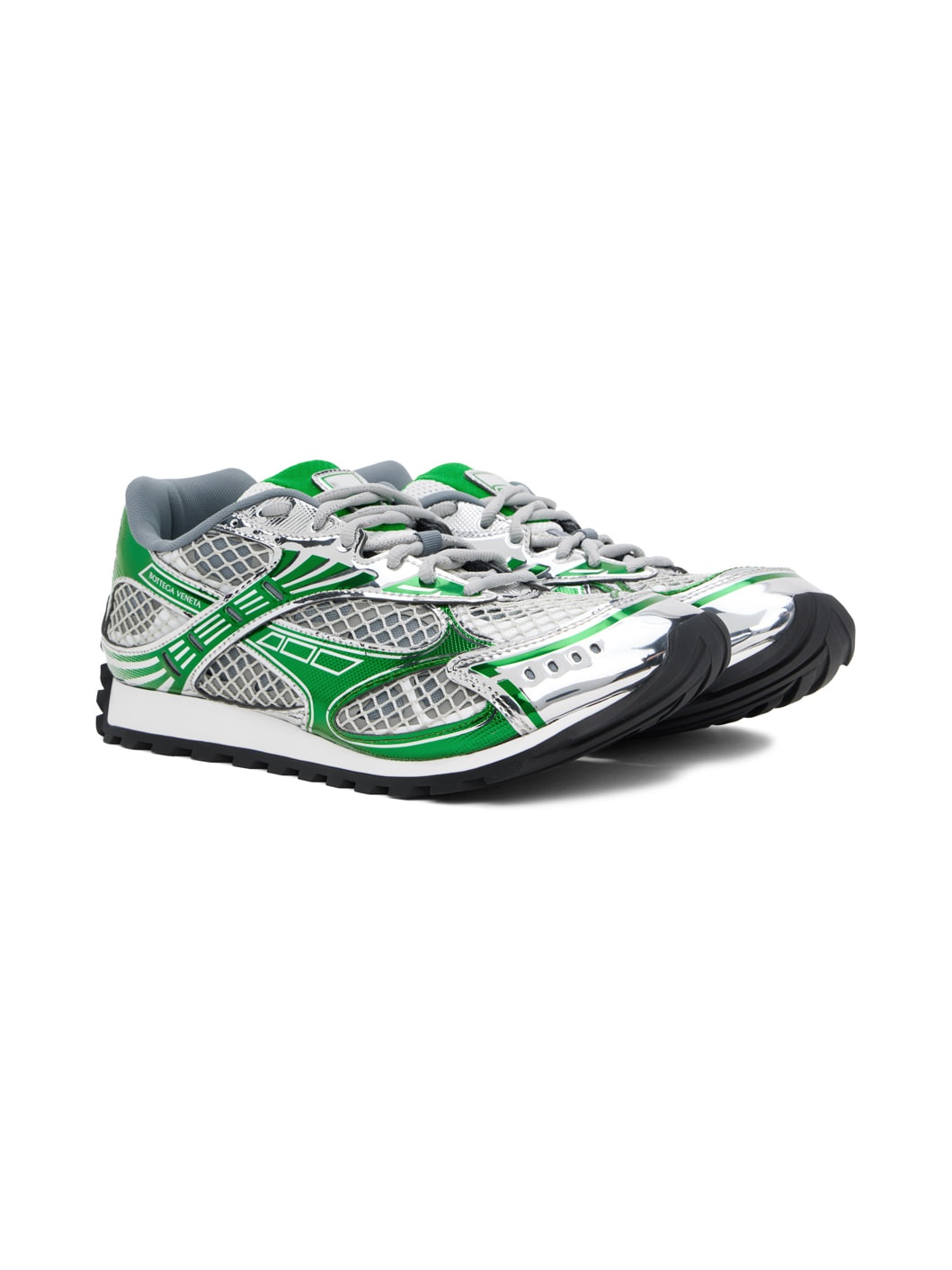 Silver & Green Orbit Sneakers - 4