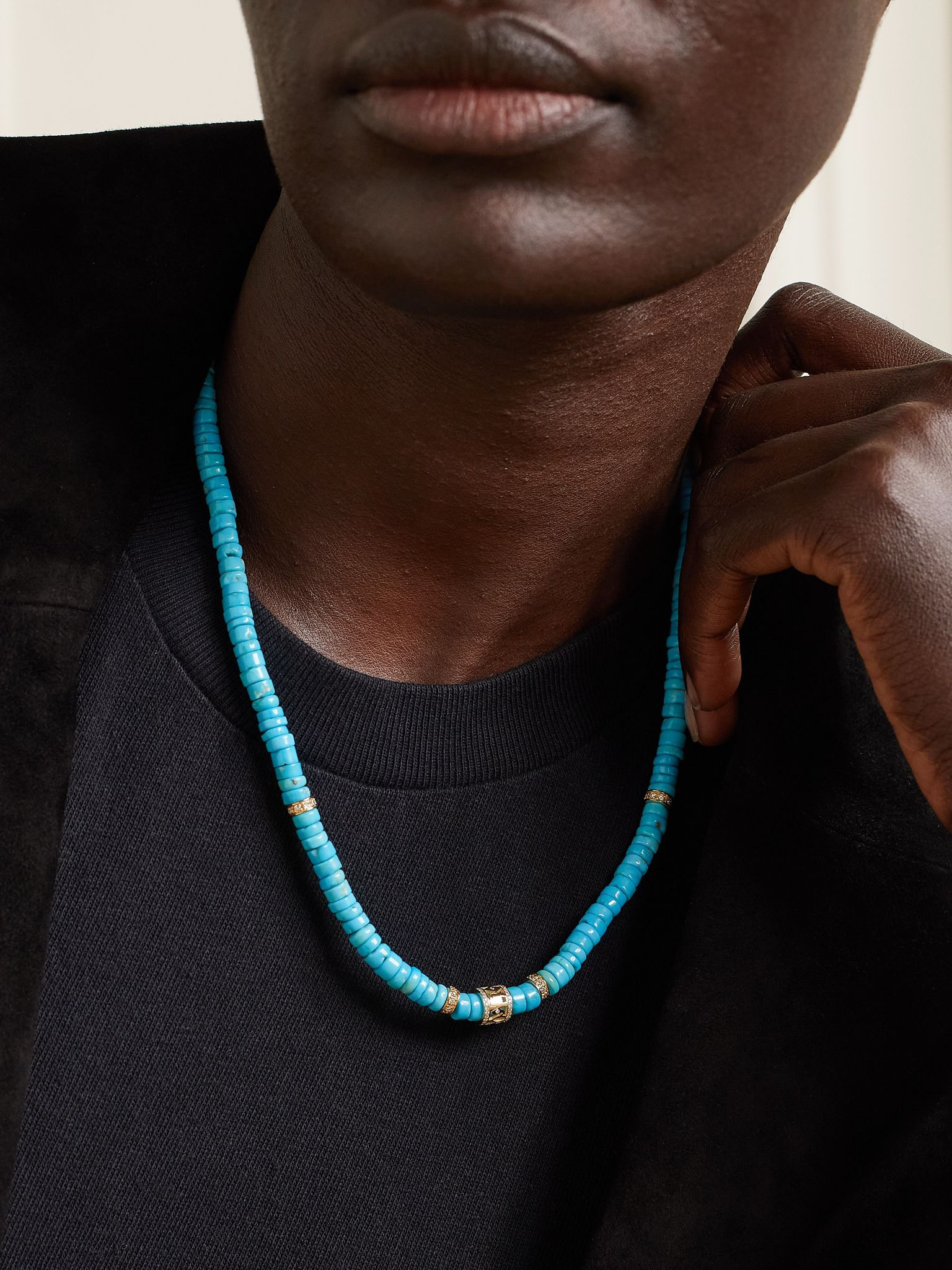 Lucky Icon 14-karat gold, turquoise and diamond necklace Turquoise - 2