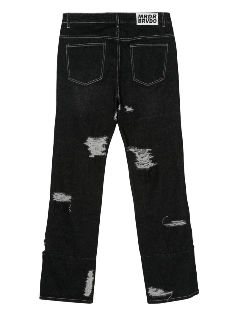 WHO DECIDES WAR Gnarly distressed-finish jeans outlook