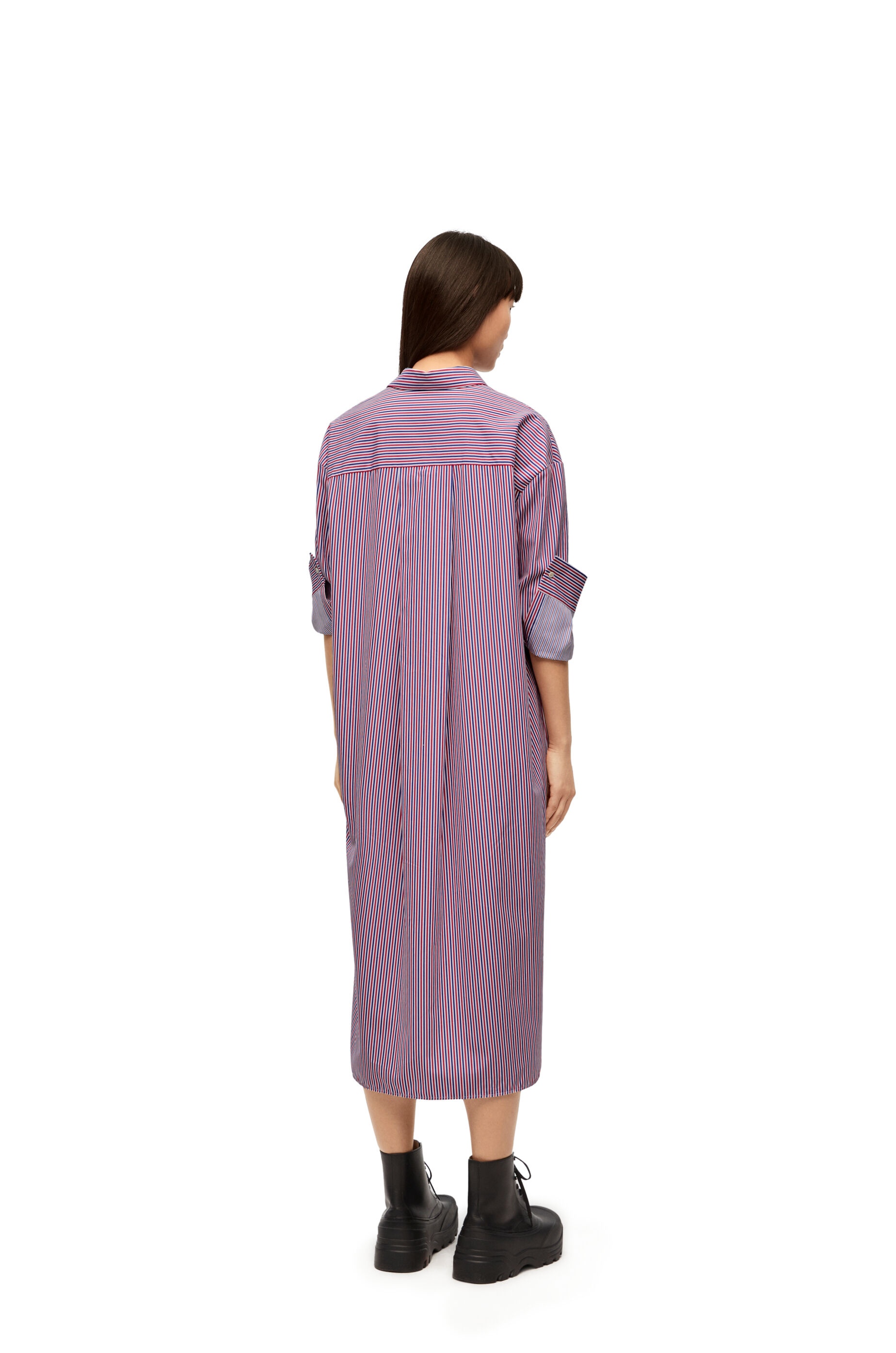 Turn-up shirt dress in striped cotton - 3