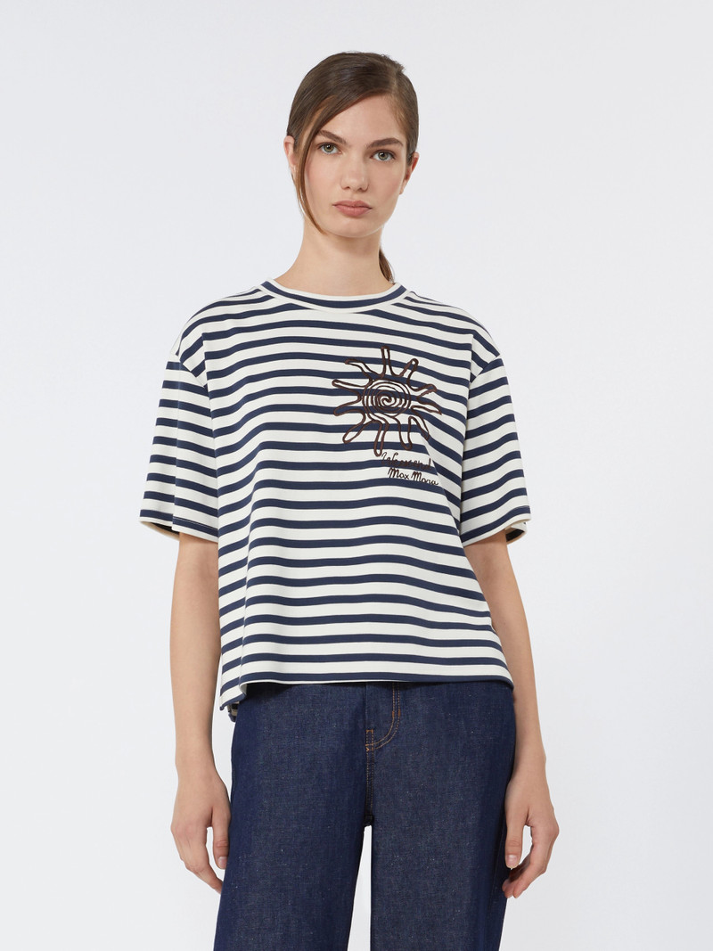 SABATO Printed cotton jersey T-shirt - NAVY 3