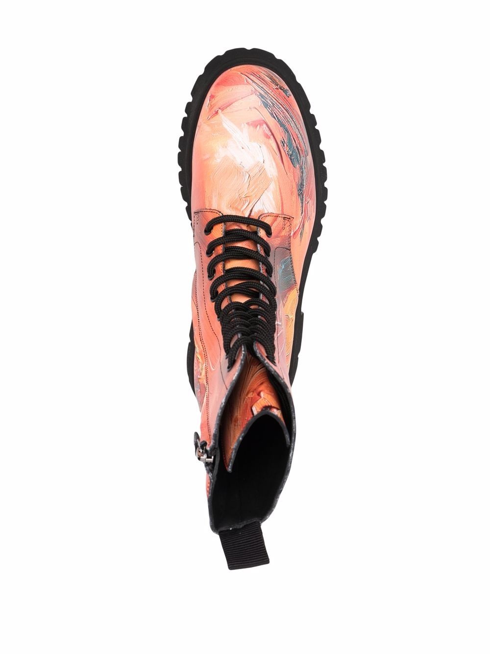 abstract-print combat boots - 4