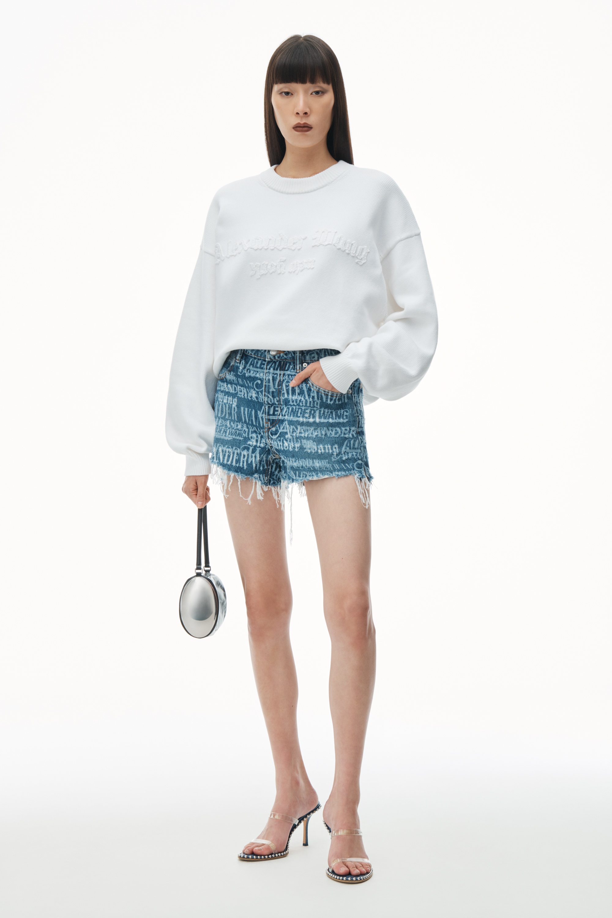 Bite High Waist Logo Denim Shorts in Cotton - 2