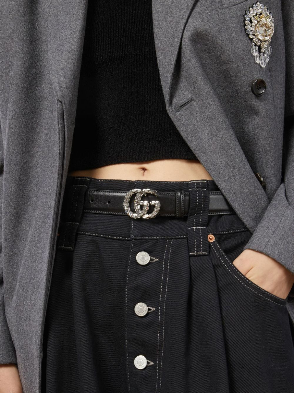 Double G crystal-embellished belt - 4