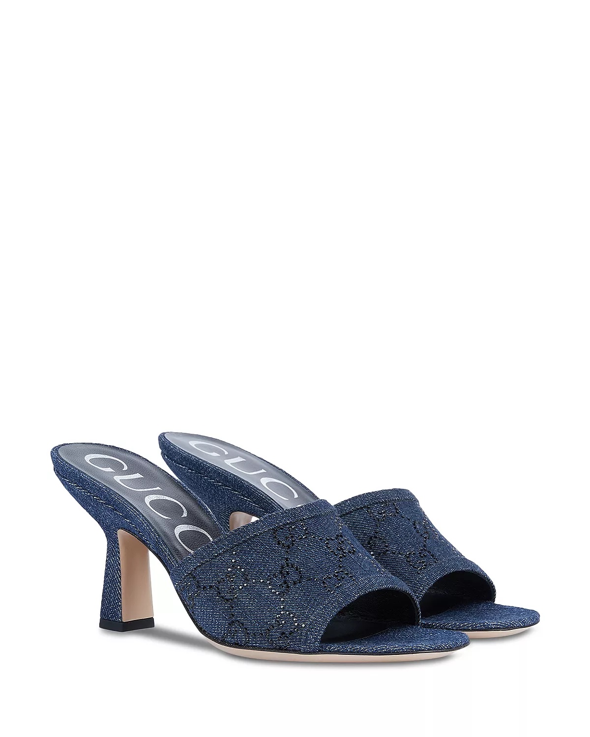 Women's Square Toe Denim Block Heel Sandals - 5