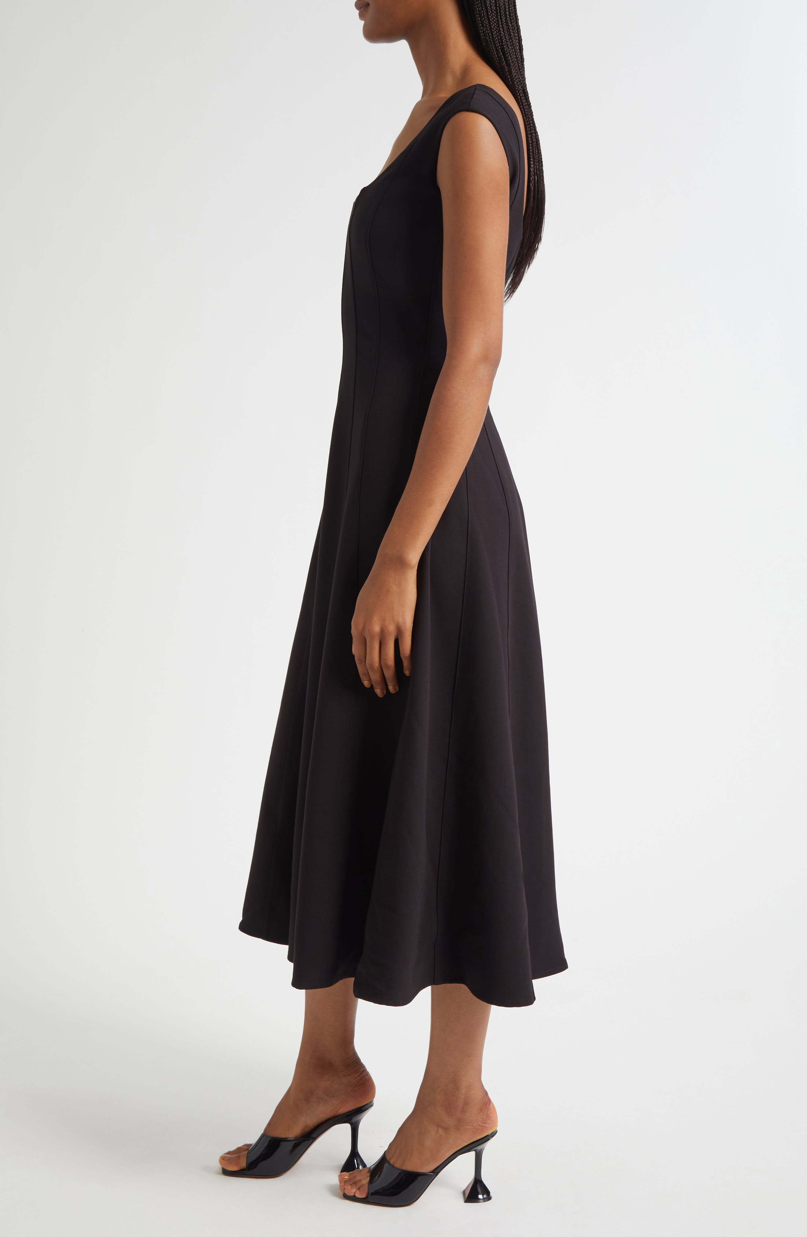 STAUD Cap Sleeve Midi Dress in Black at Nordstrom - 3