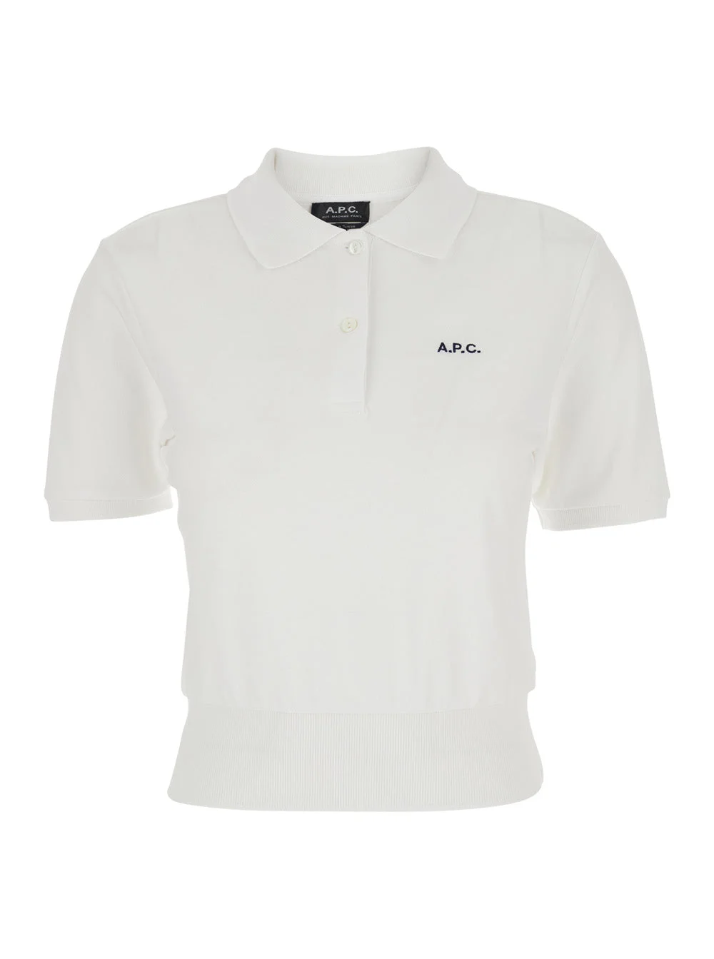 A.P.C. Women 'Oceane' White Polo Shirt With Classic Collar And Logo Embroidery On The Front In Cotto - 1