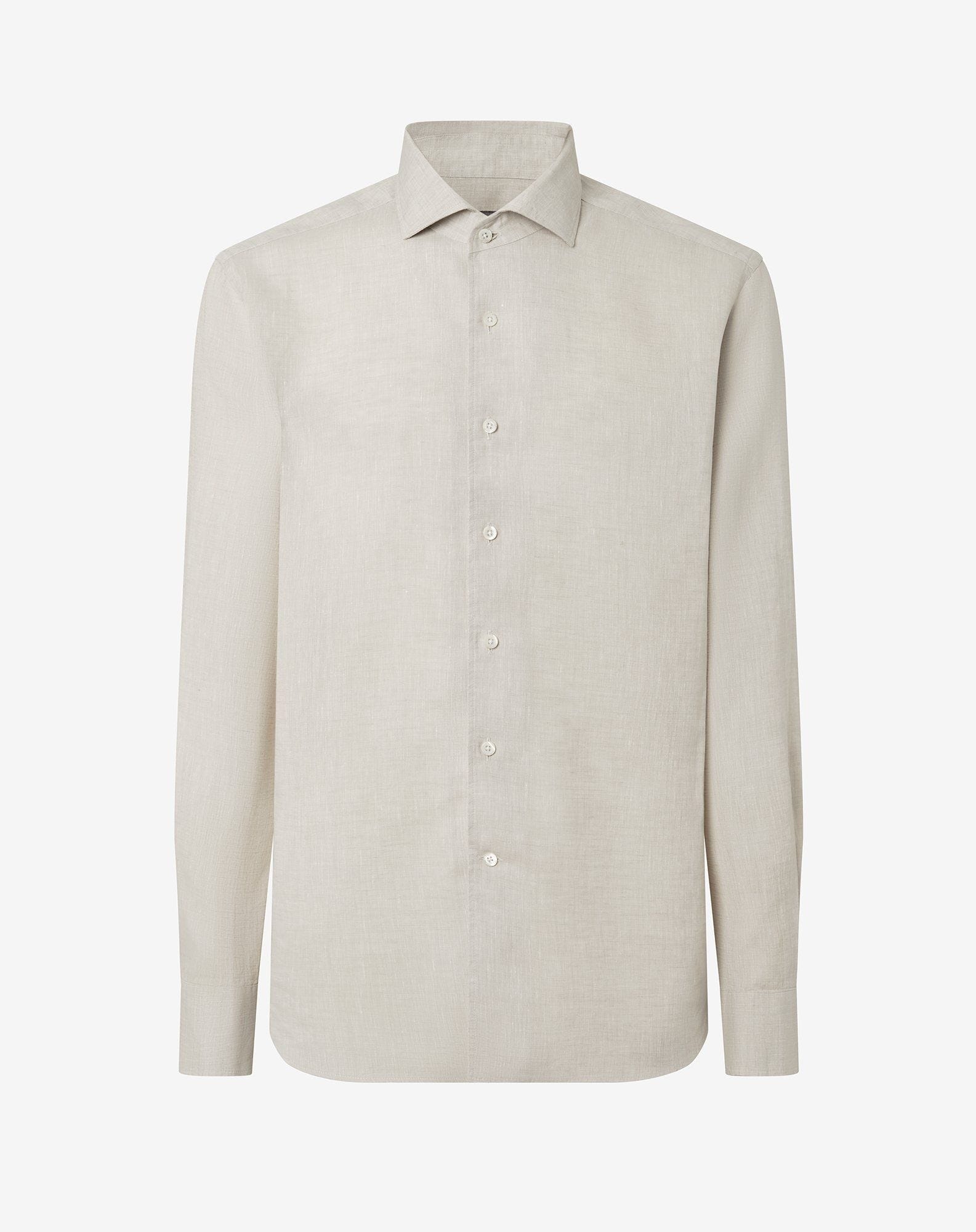 Sandy beige pure linen shirt - 1