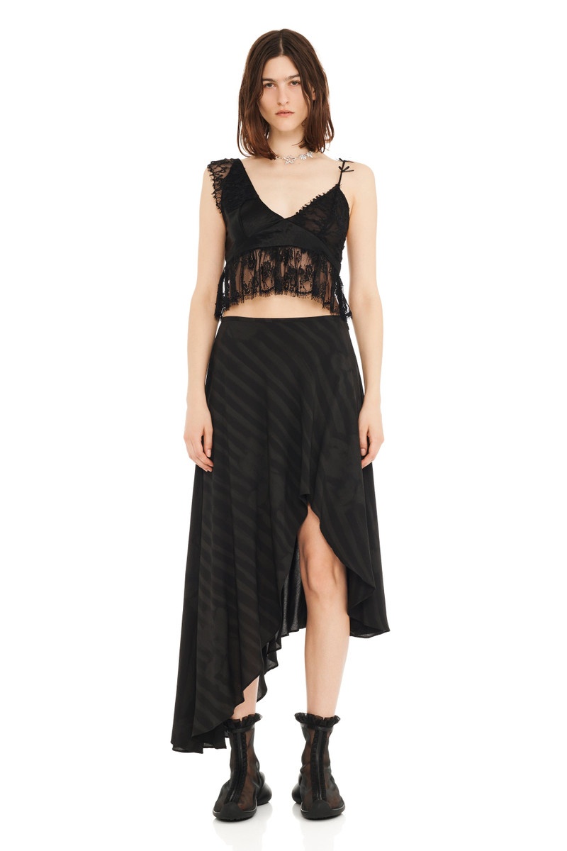 Collina Strada BLACK WAVY FLOWER STRIPE TULIP SKIRT outlook