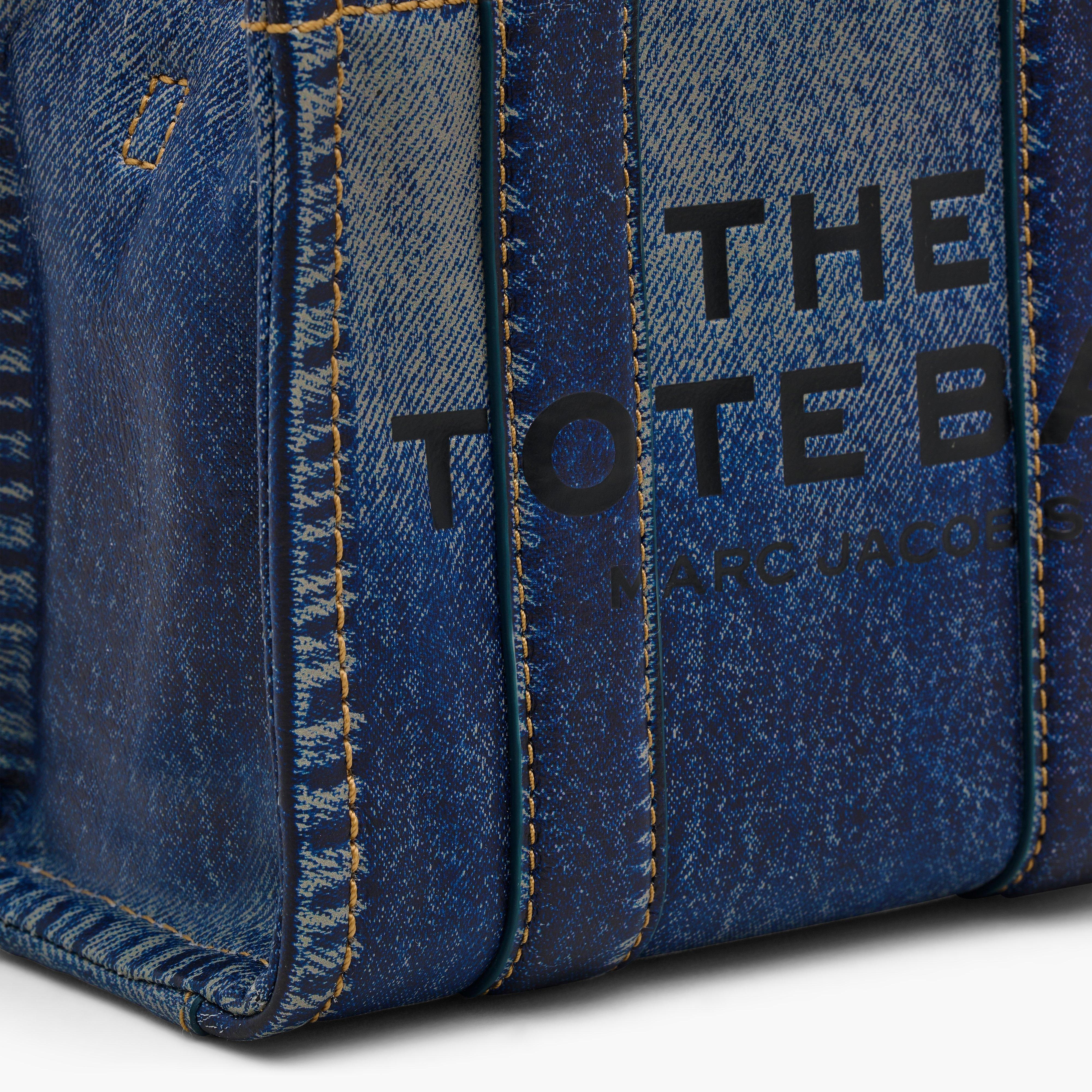 THE DENIM-PRINTED LEATHER MINI TOTE BAG - 6