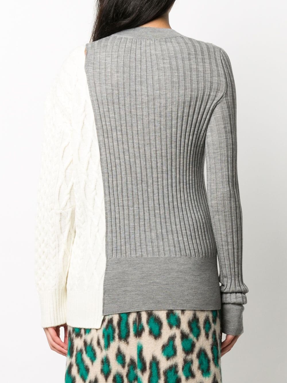 contrast knit round neck jumper - 4