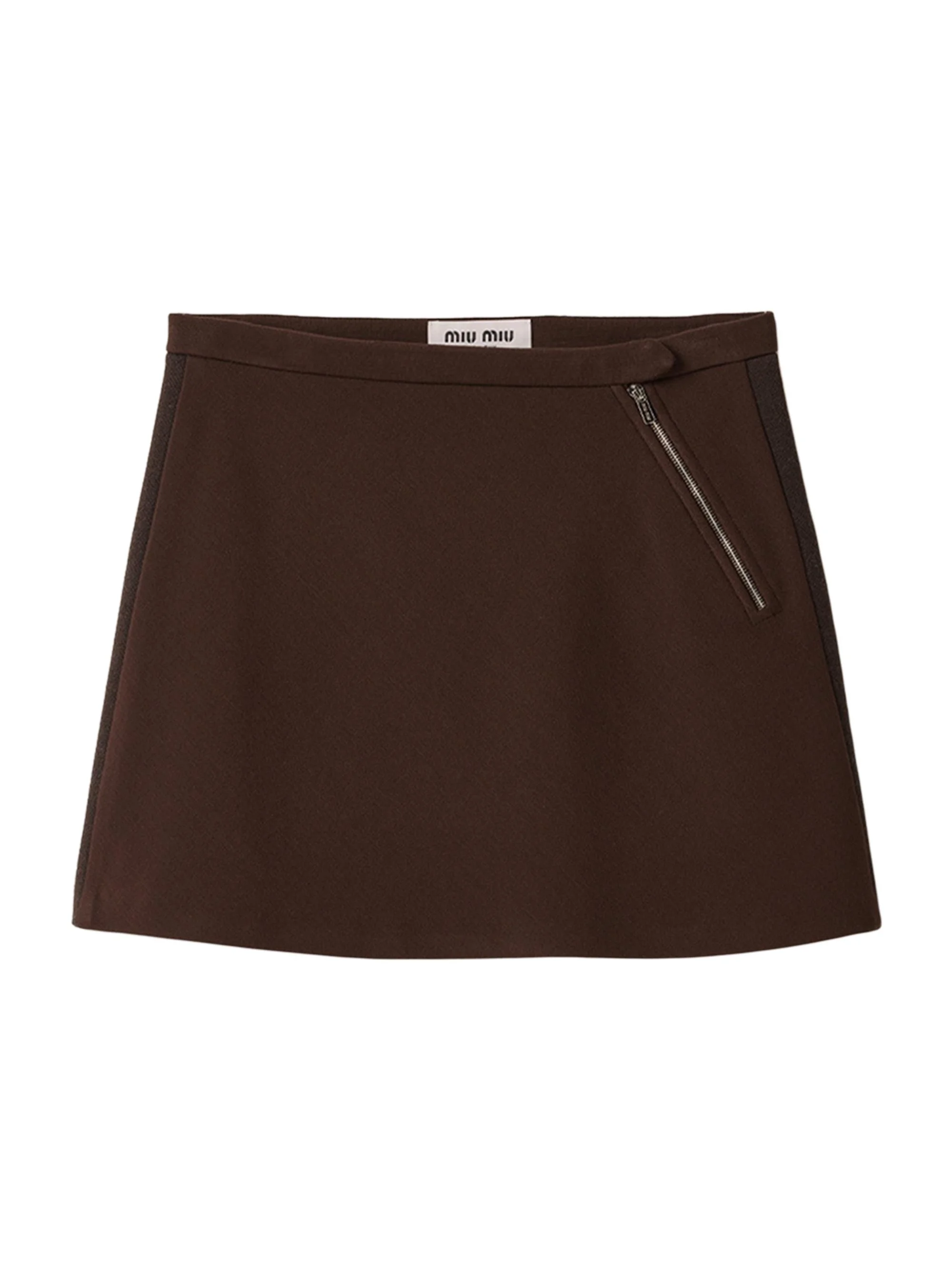 Women's Fabric Stitch Knit Mini Skirt - Brown - 1