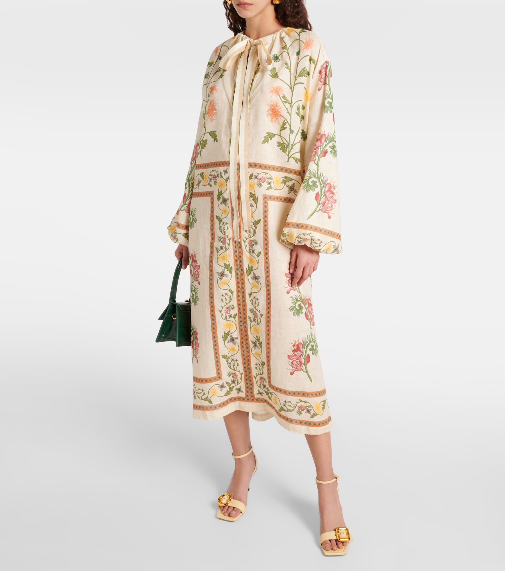 Zircon Bisutería floral linen kaftan - 2