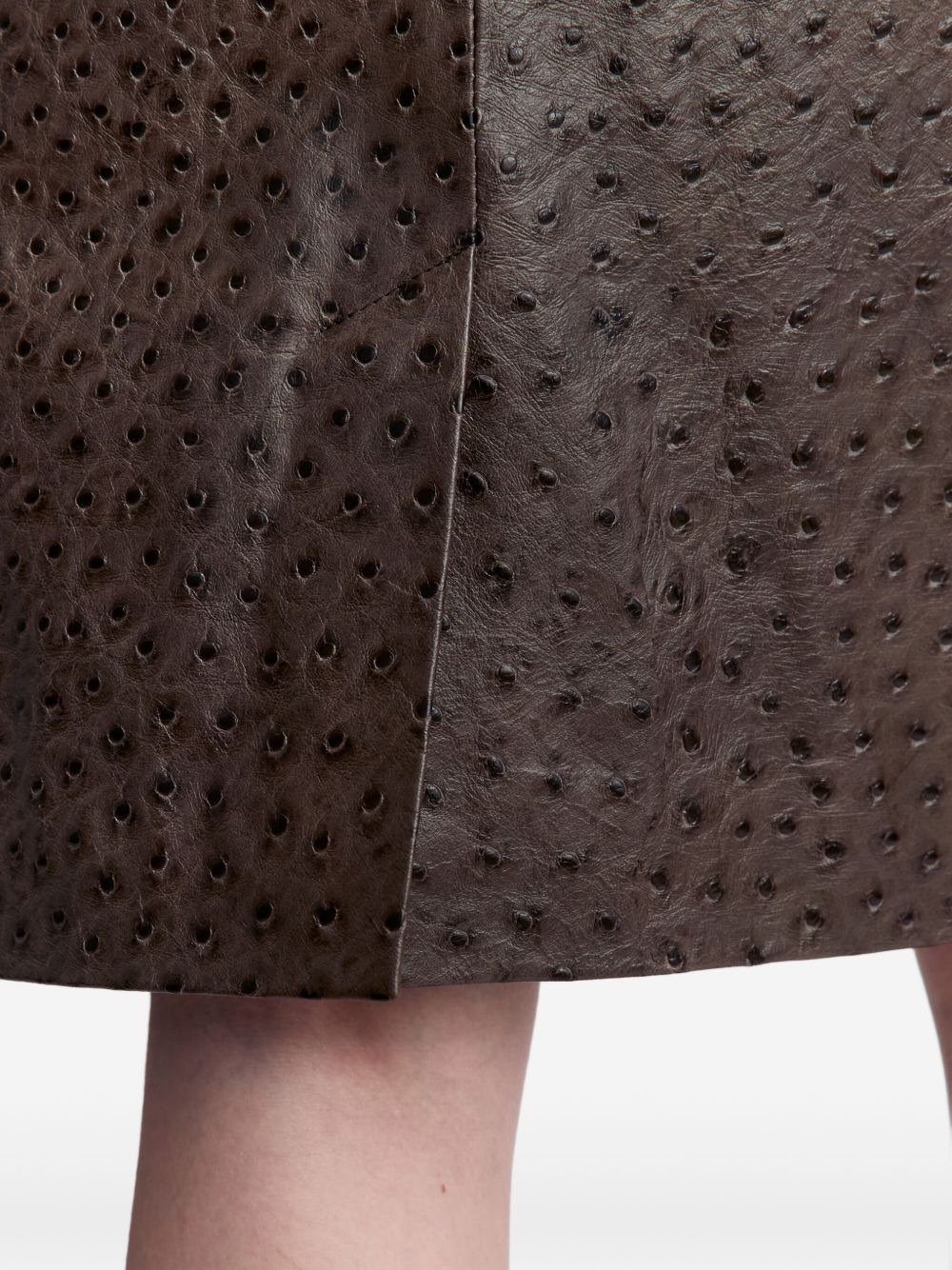textured leather midi skirt - 5