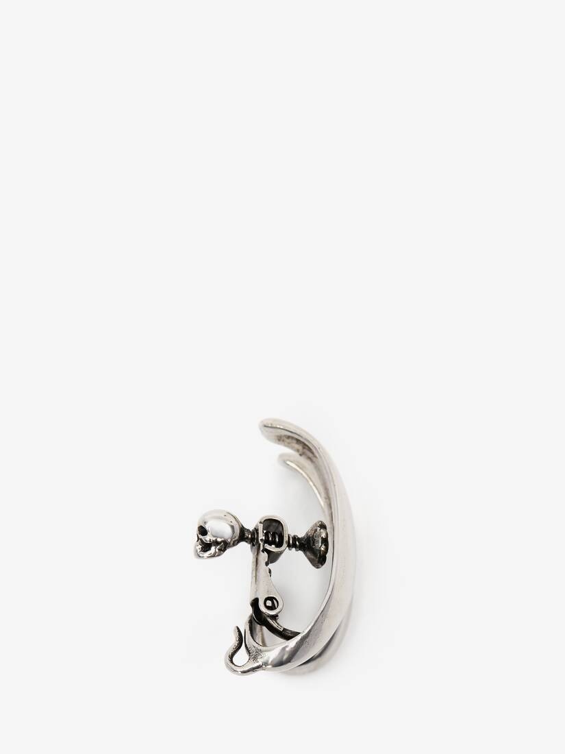 Men's Double Hoop Single Earring in Antique Silver - 2