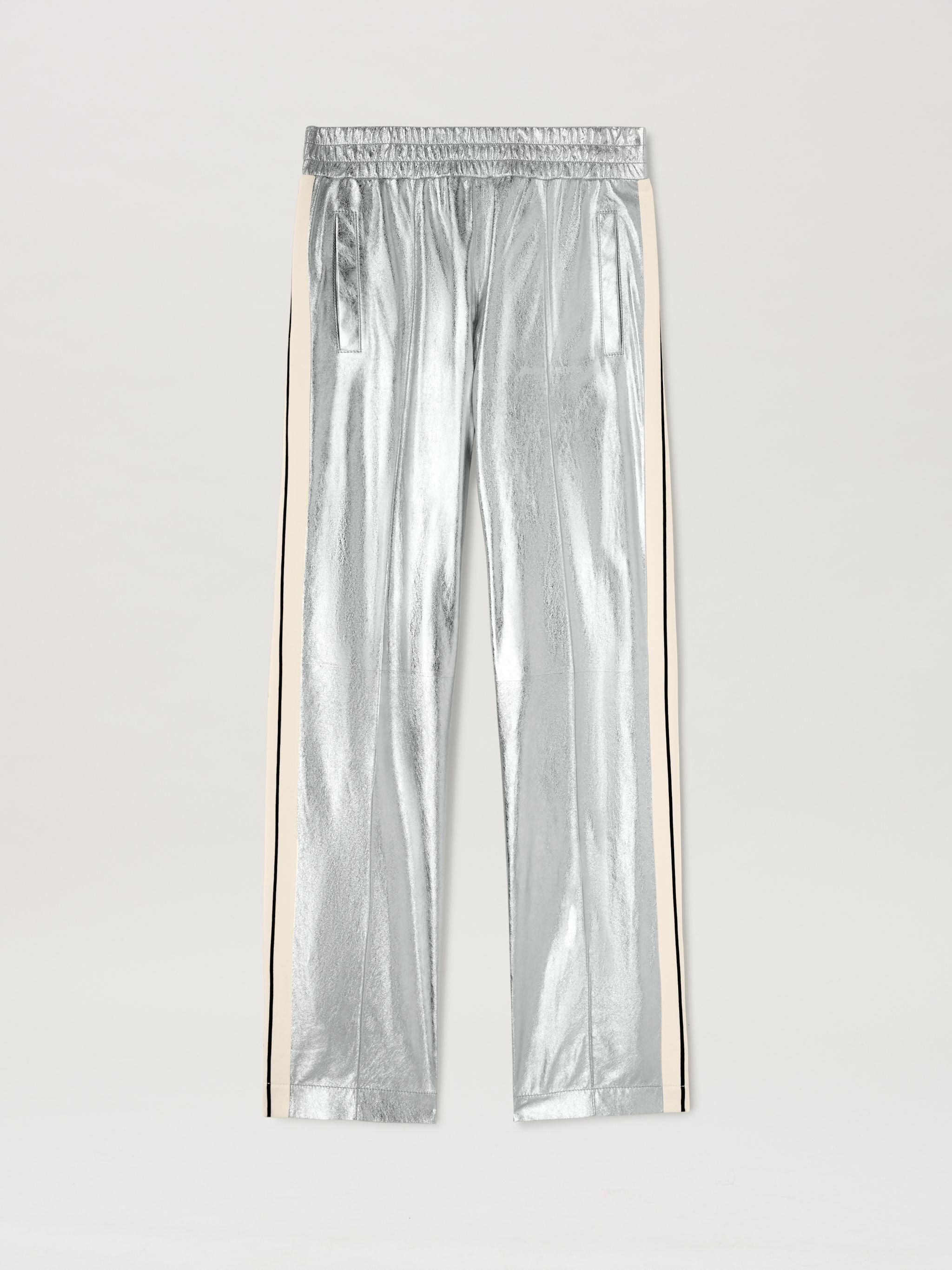 LAMINATED LEATHER TRACK PANTS - 1