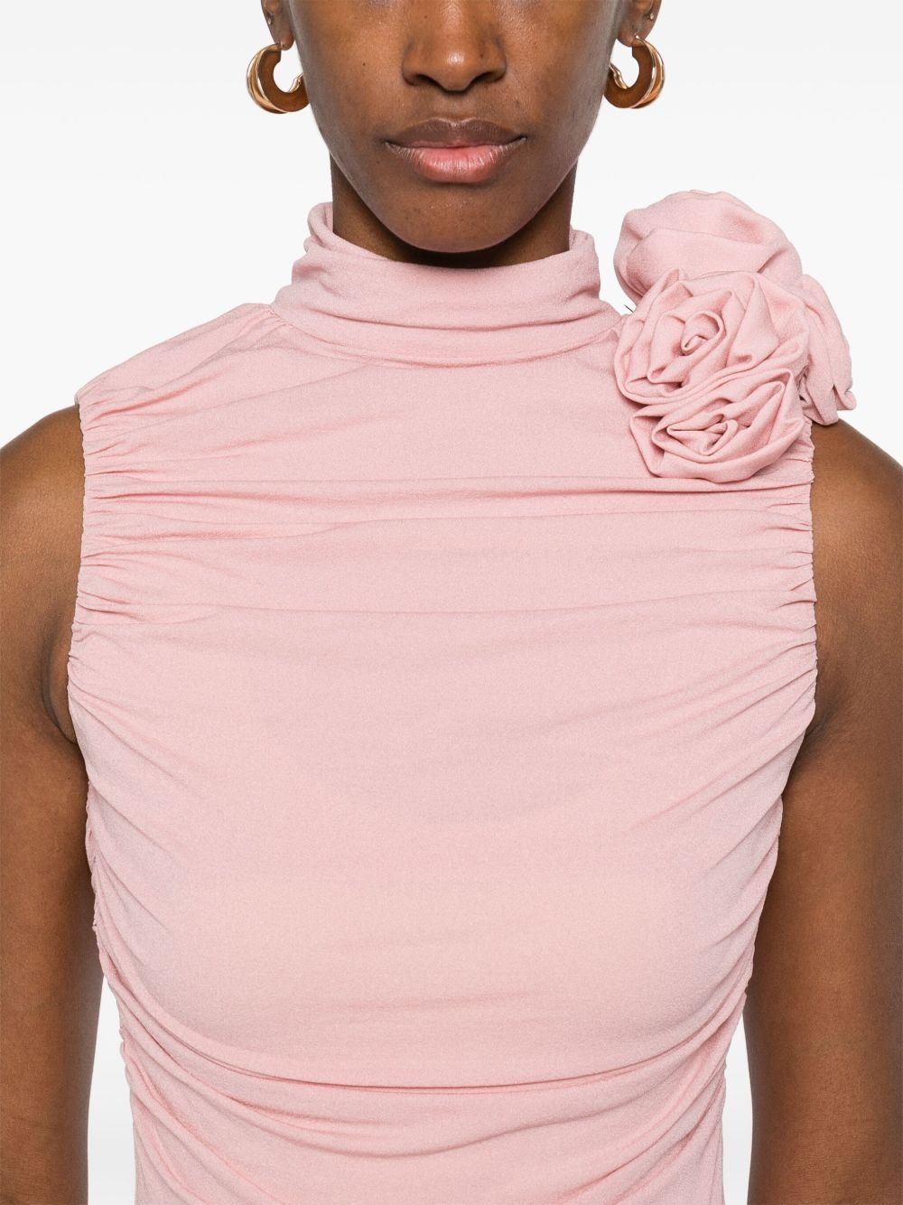 ruched mock-neck midi dress - 5