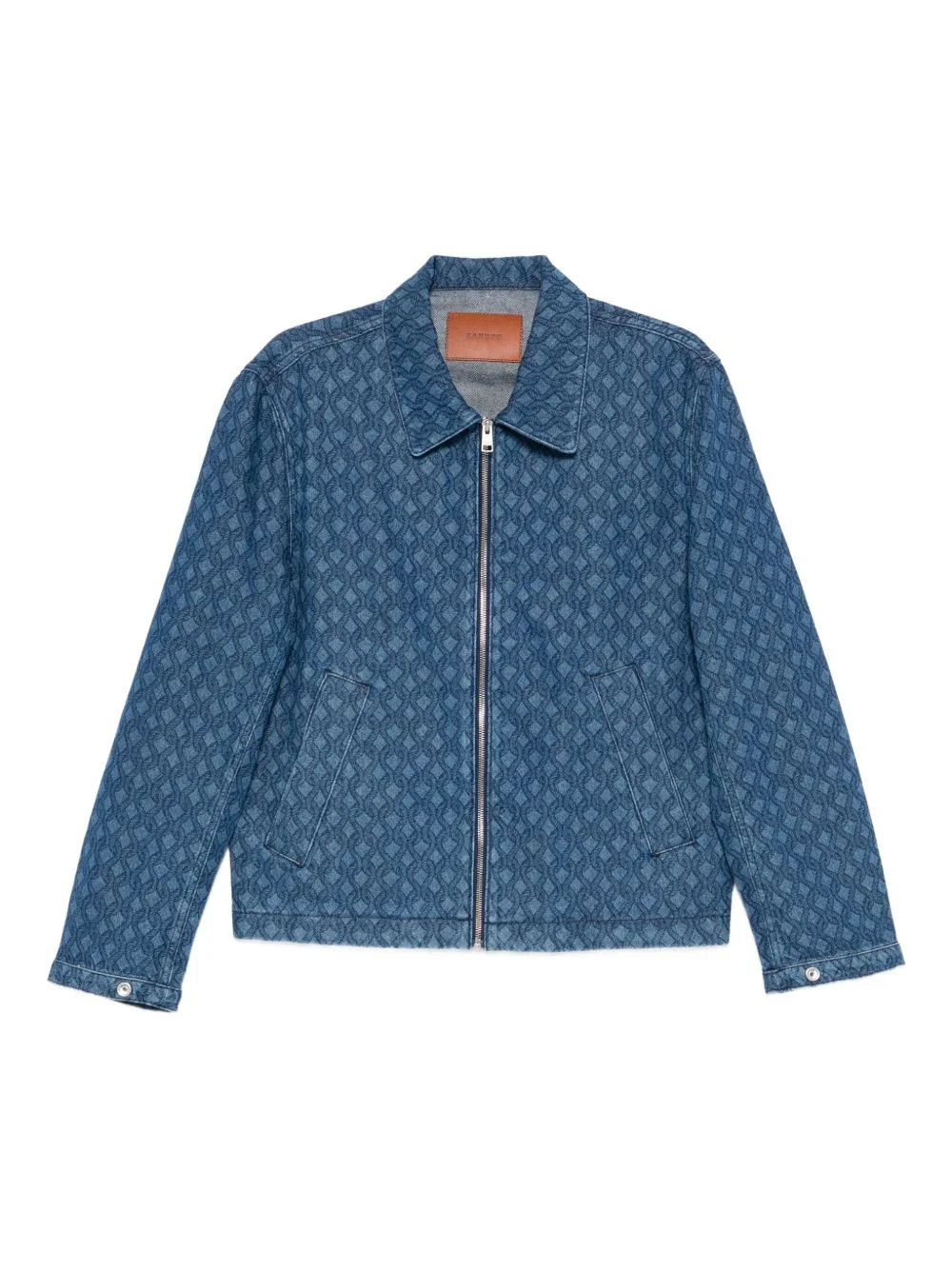 patterned zip-front denim jacket - 1