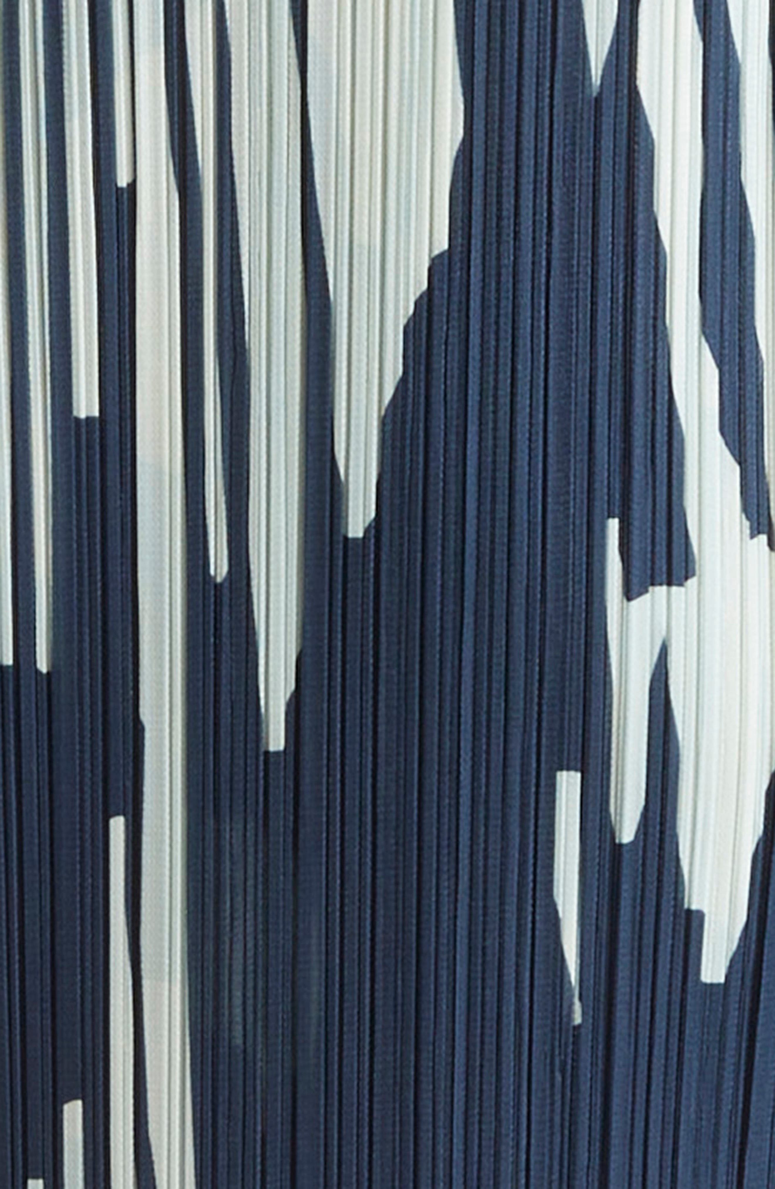 Pleats Please Issey Miyake Refraction Print Pleated Midi Dress in Grayish Navy at Nordstrom - 6