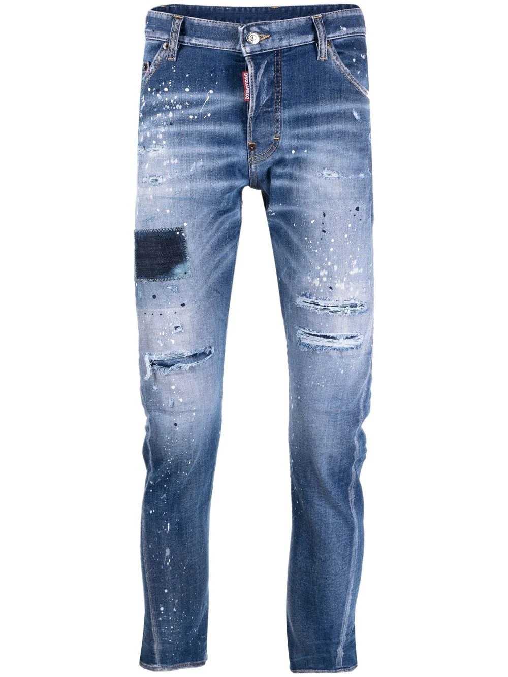 distressed-finish straight leg jeans - 1