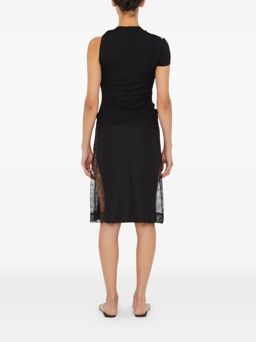 lace-insert drawstring skirt - 4
