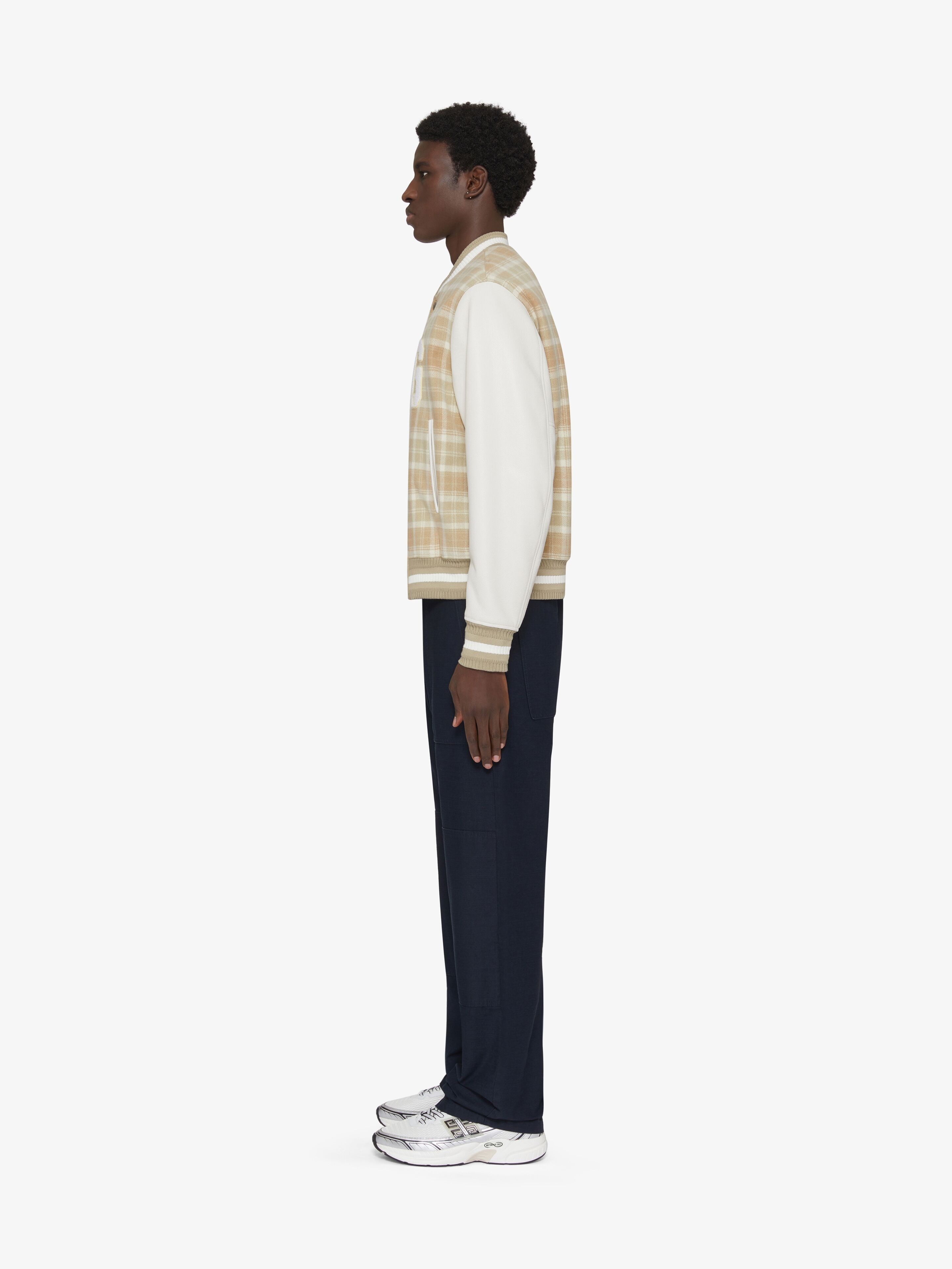 GIVENCHY CHECKED VARSITY JACKET IN WOOL AND LEATHER - 3