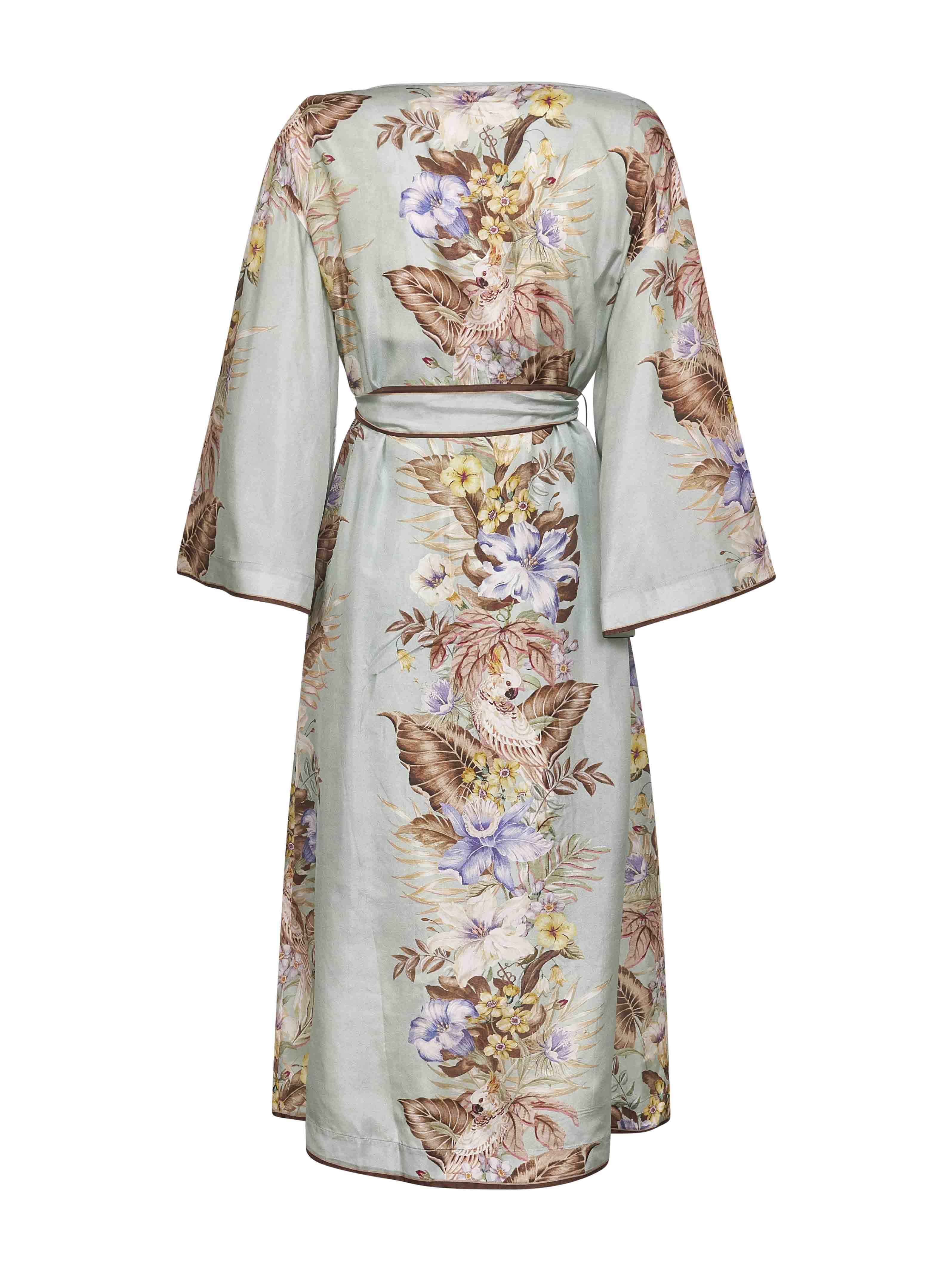 Sage Multi Floral silk habotai Coco tunic dress - 2