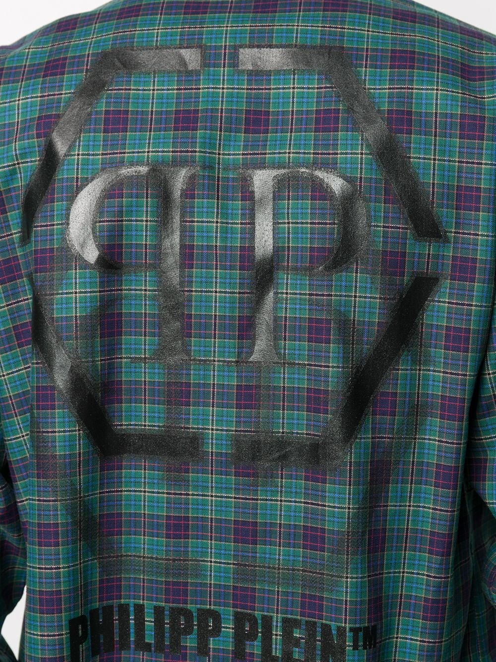 plaid logo print shirt - 5