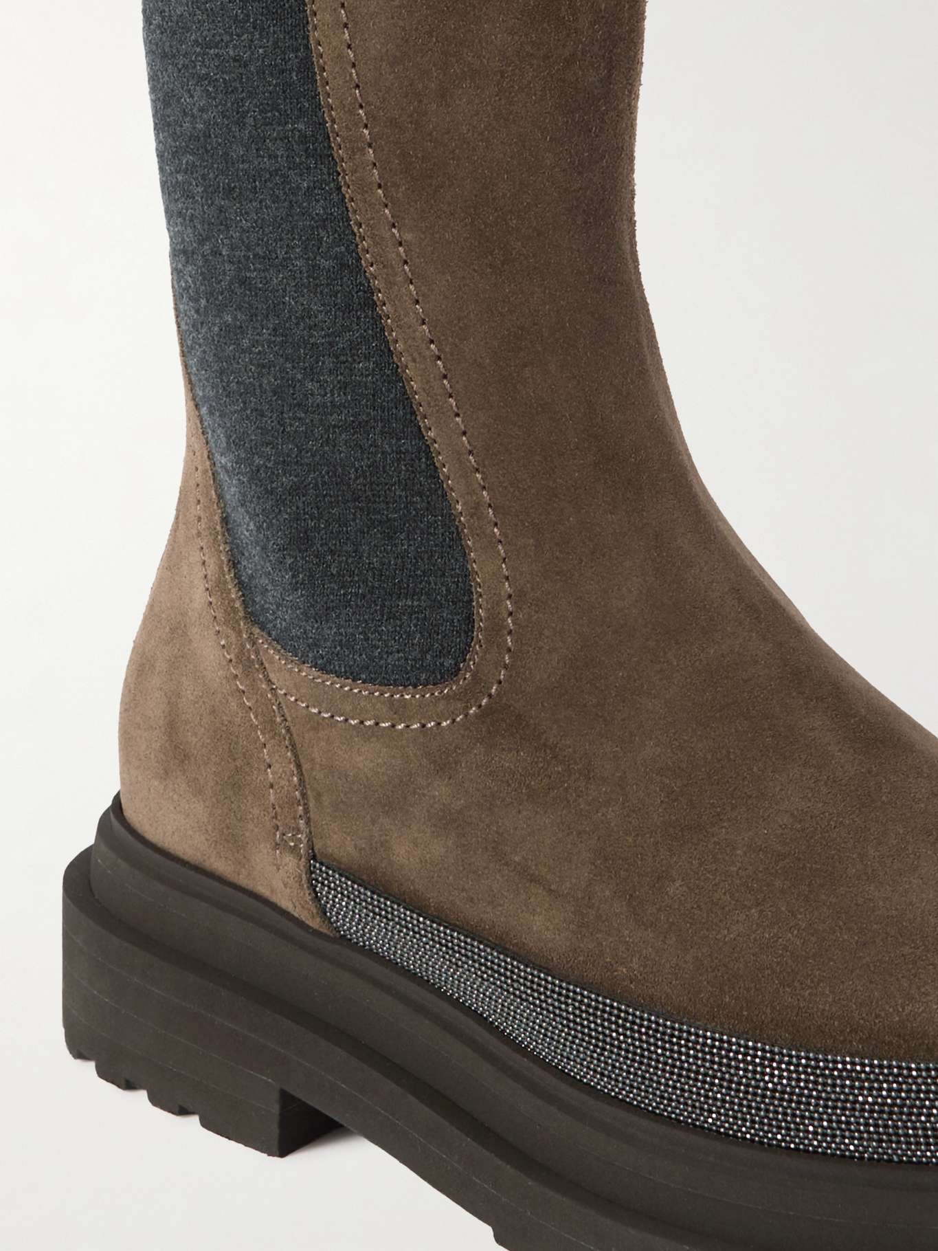 Bead-embellished suede Chelsea boots - 4