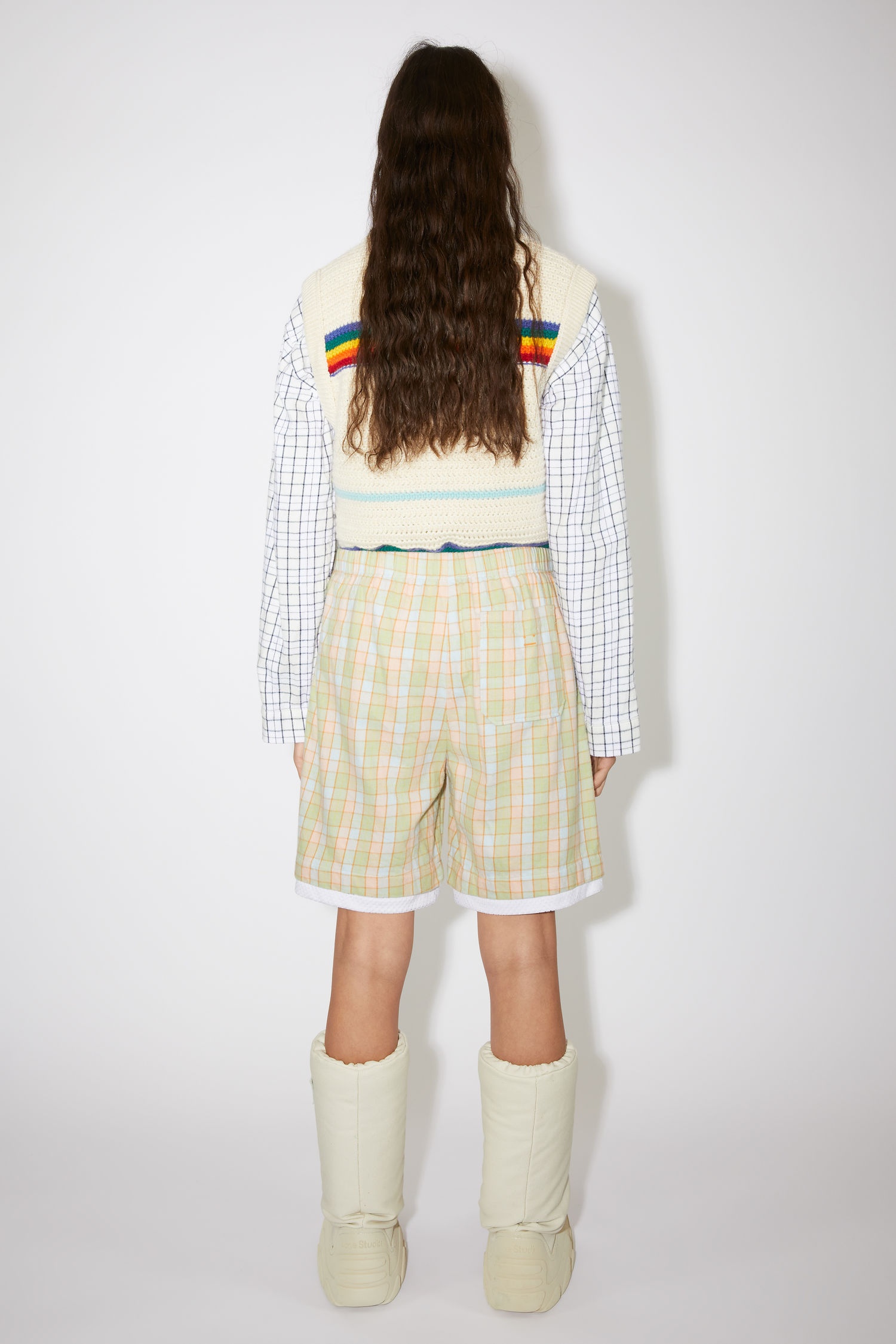 Flannel shorts - Orange/beige - 3