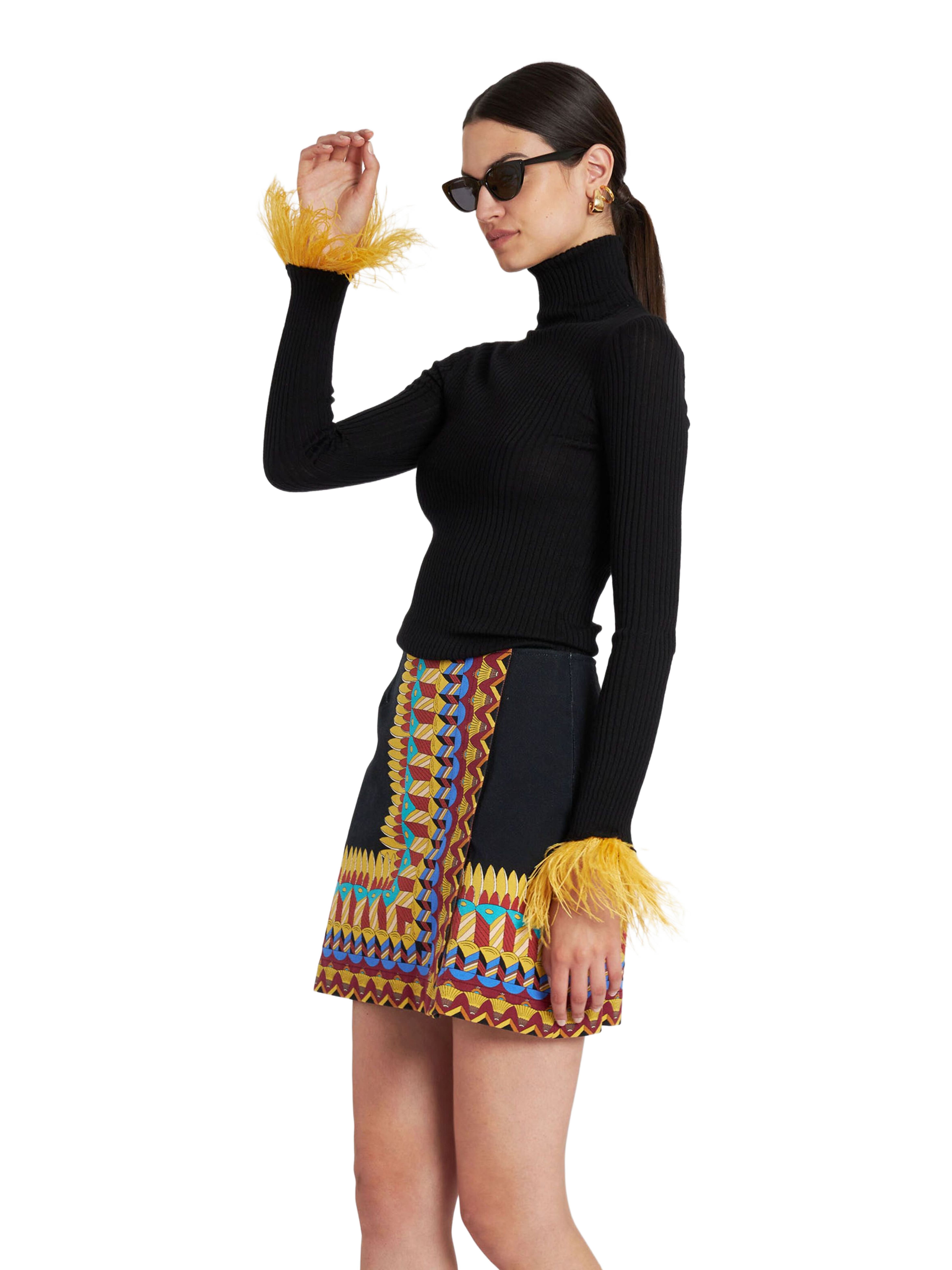 La DoubleJ High Kick Top With Feathers Black at Nordstrom - 1