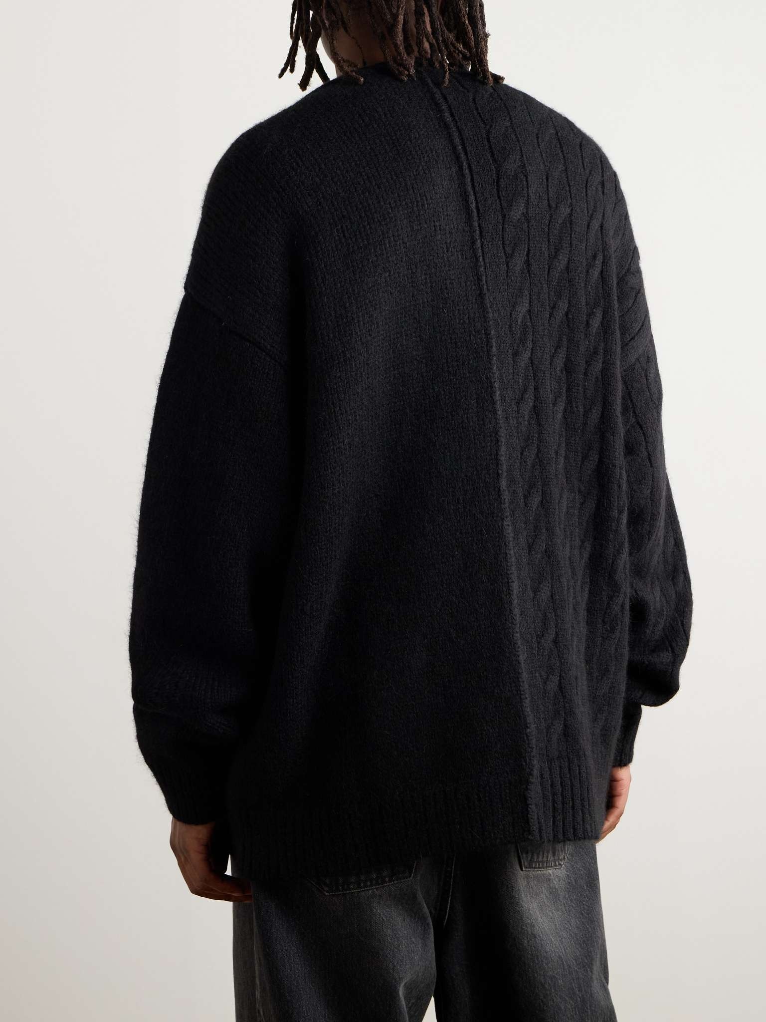 Oversized Cable-Knit and Ribbed Alpaca-Blend Cardigan - 3