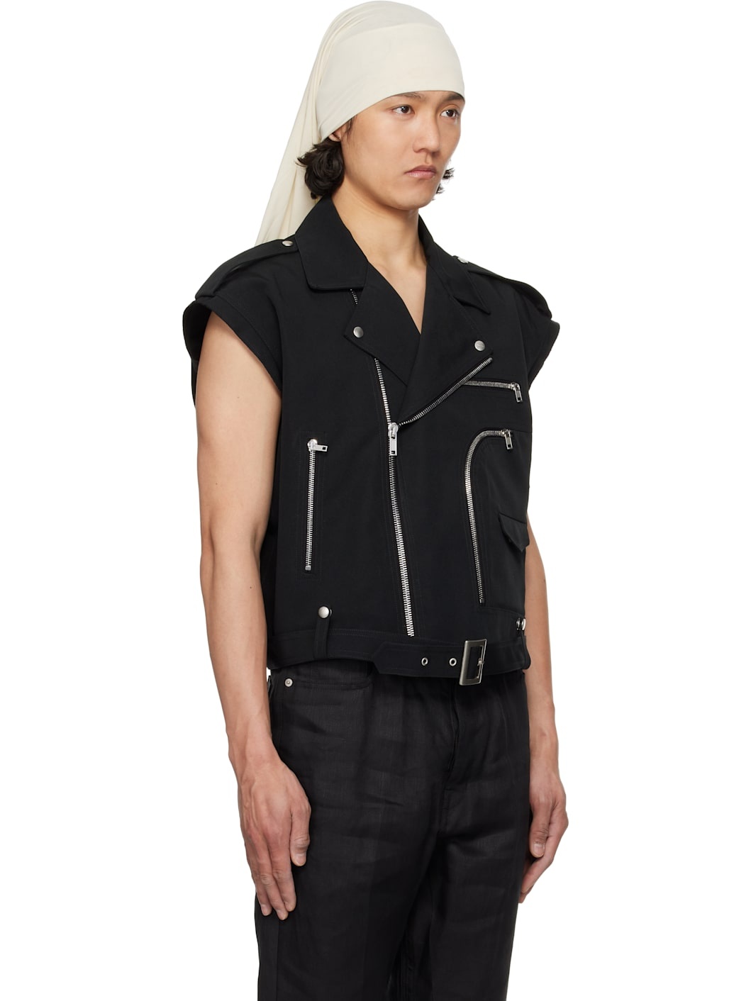 Black Hollywood Cropped Jumbo Bauhaus Stooges Vest - 2