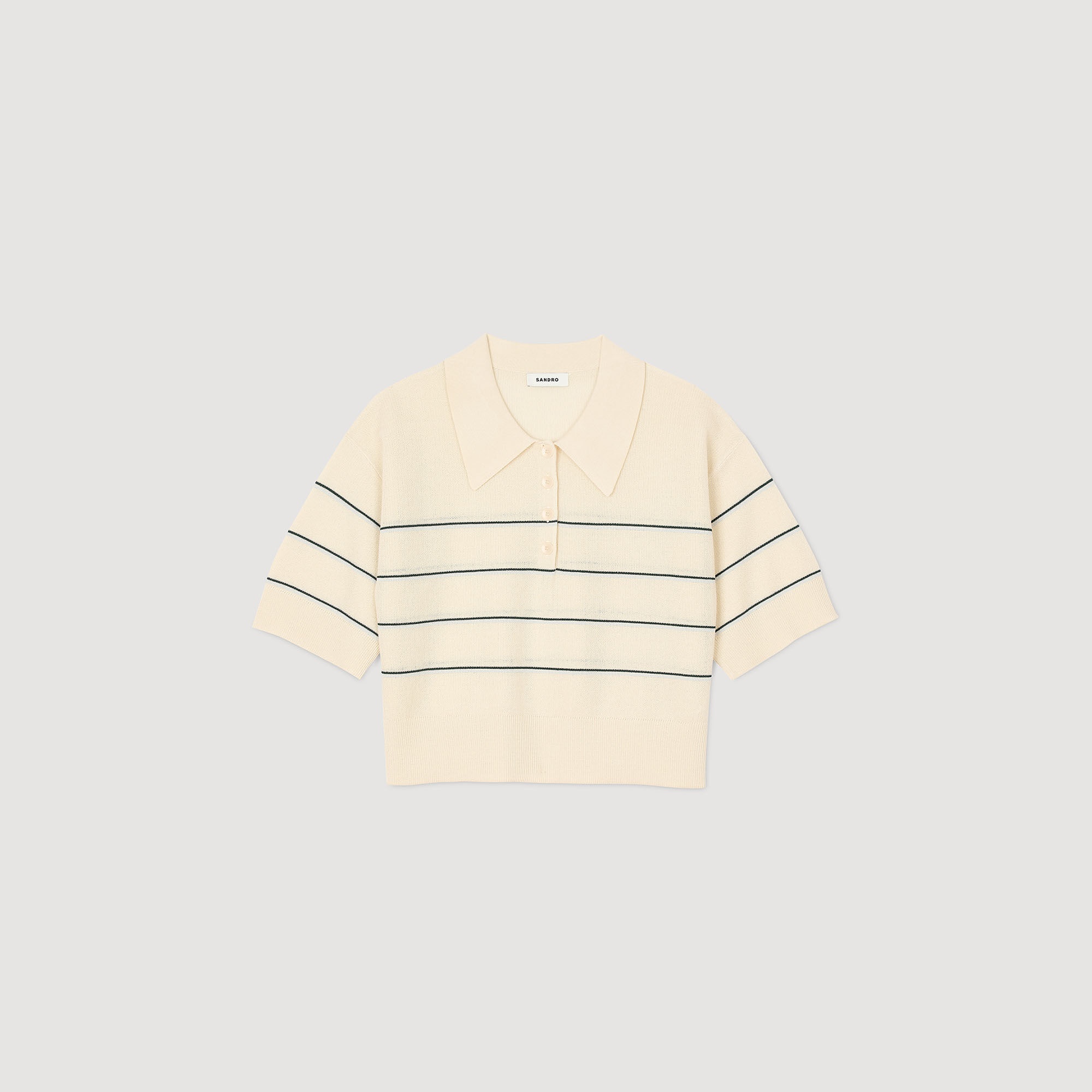 CROPPED STRIPED KNITTED SWEATER - 6