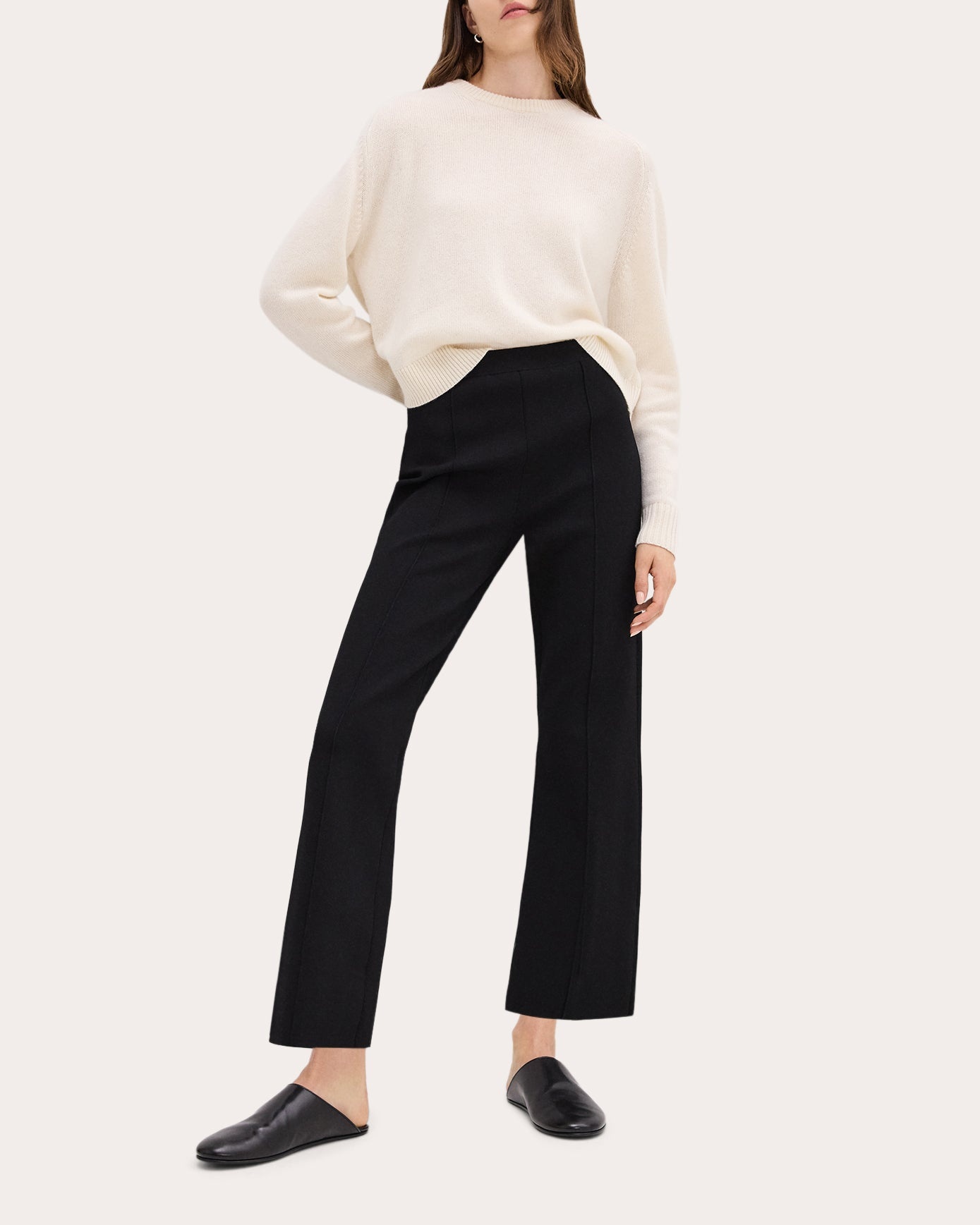 Compact Crepe Knit Cropped Flare Pants - 3