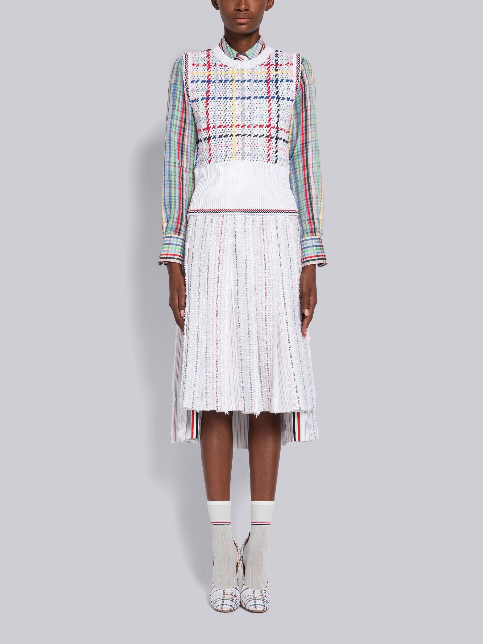 Gingham Silk Organza Classic Shirt - 5
