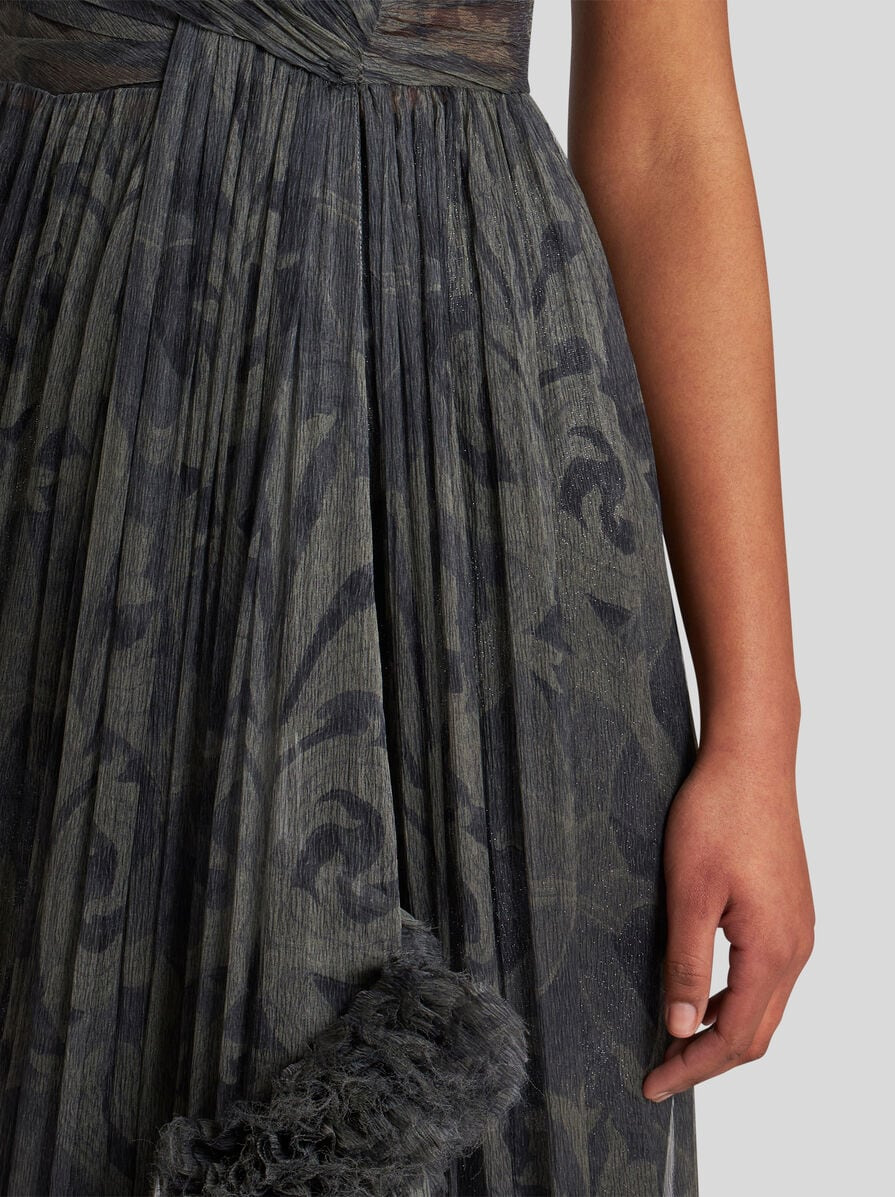 PRINTED SILK DRESS WITH RUCHING - 2